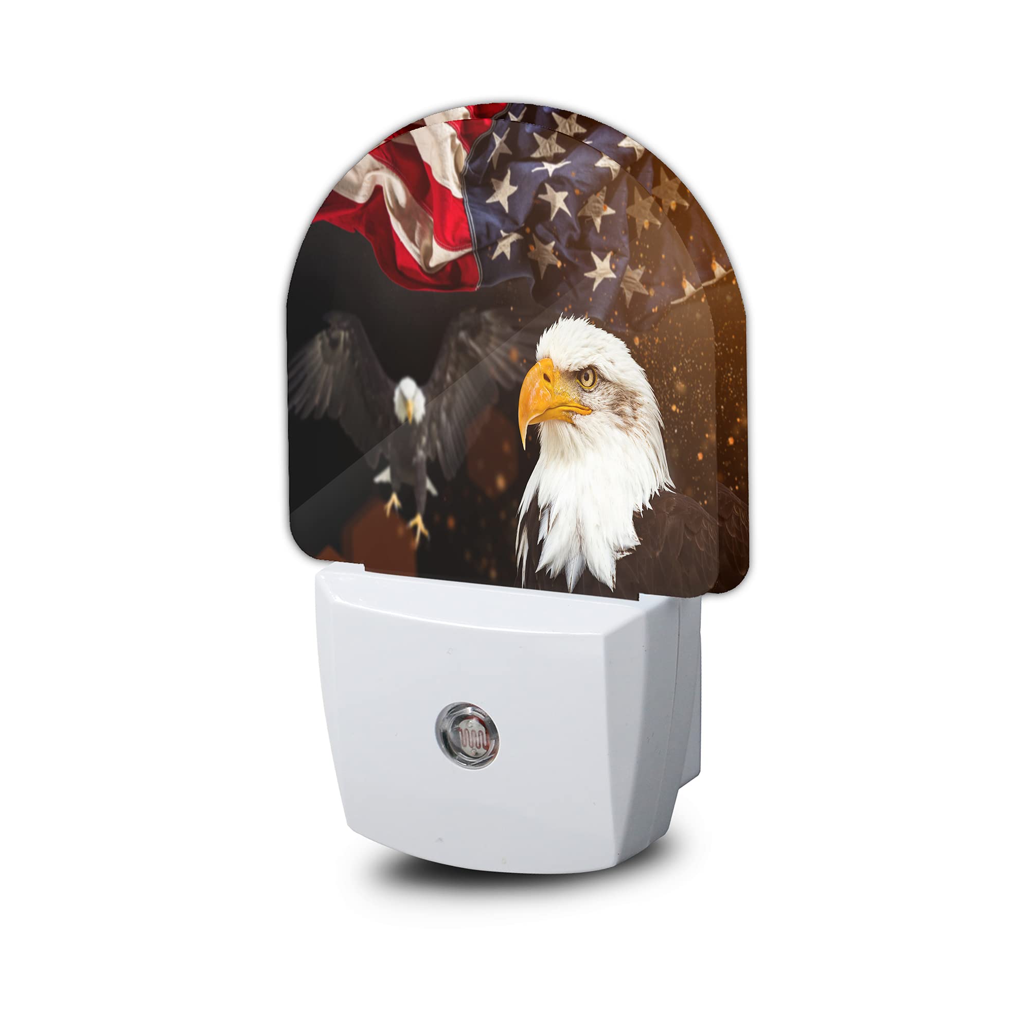 AOWULA Eagle Night Light,American Flag with Eagle Night Lights Plug into Wall for Boys Girls Bedroom Decorative Half Round Night
