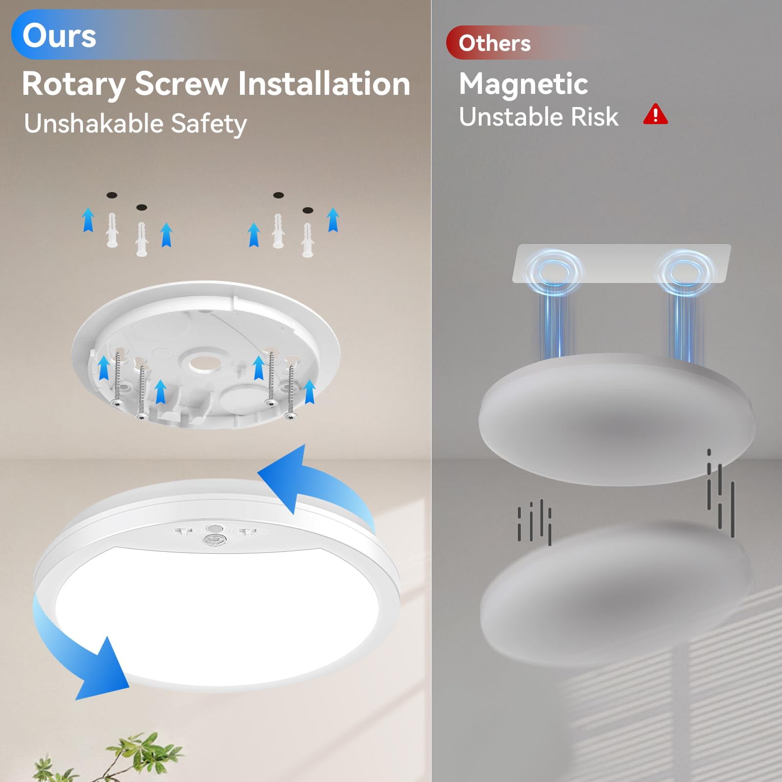 Lakumu 9'' Battery Operated Ceiling Light, Motion Sensor Rechargeable Wireless Led Ceiling Light With Remote, Dimmable Indoor Ov