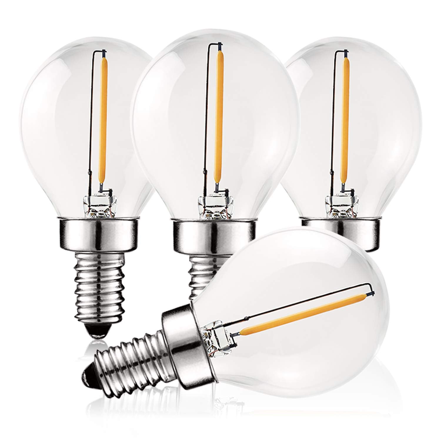 LUXRITE Vintage S11 LED Night Light Bulbs Dimmable, 10W Equivalent, 2700K Warm White, 60 Lumens, 0.5W Candelabra LED Bulbs, Clear Glass Filament Light Bulb, UL Listed, E12 Base (4 Pack)