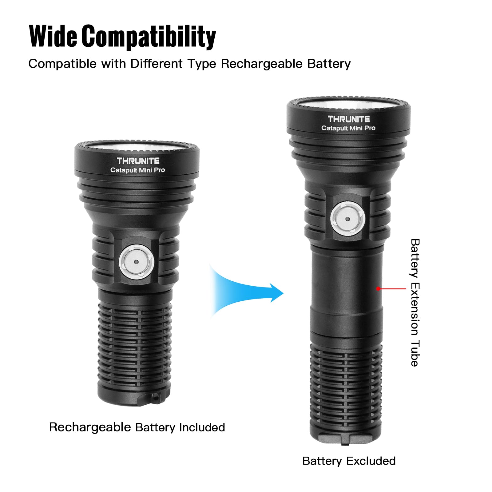 ThruNite Catapult Mini Pro LED Flashlight, 2588 Lumens, Rechargeable, Mini Pocket Size, Black CW