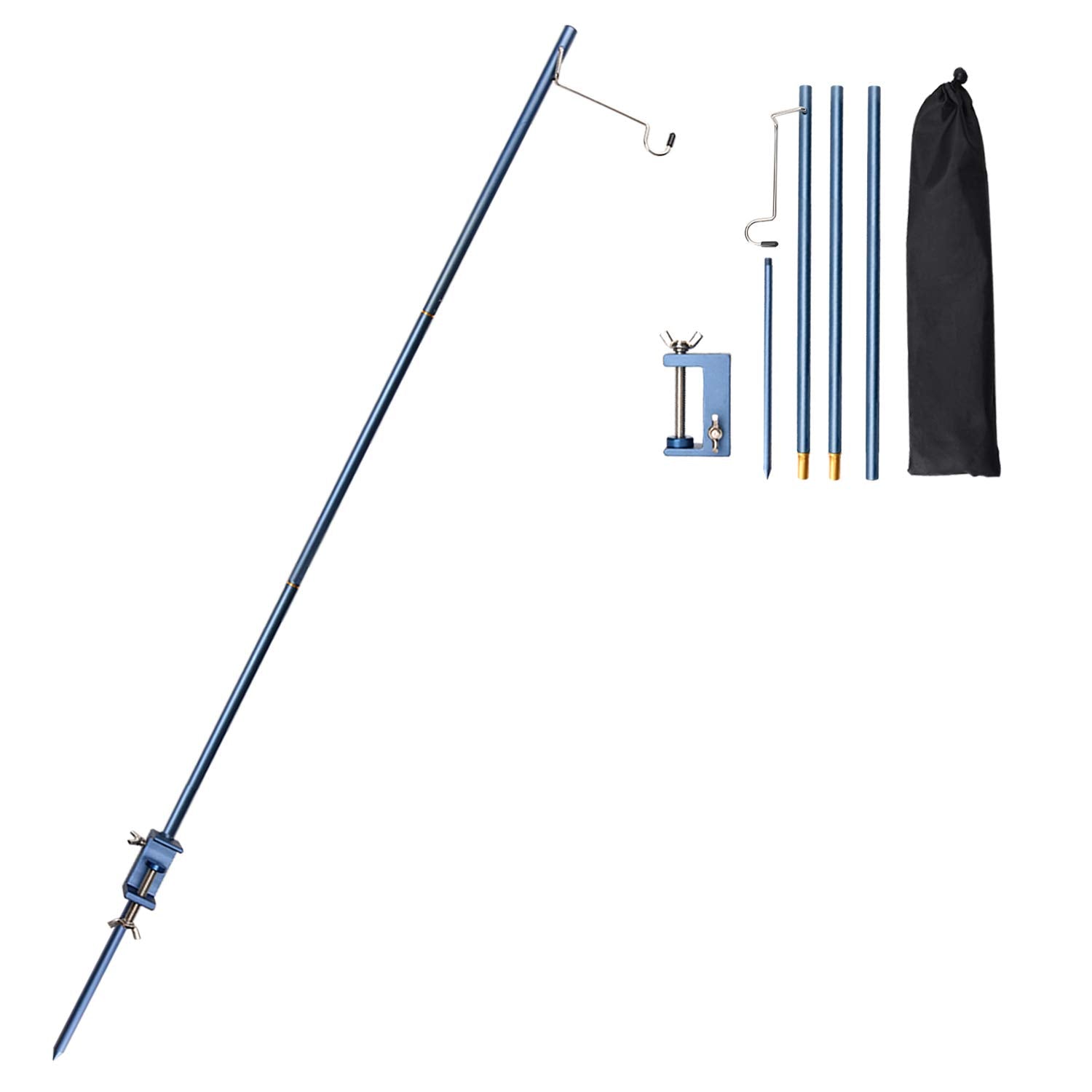 TOBWOLF Portable Camping Lamp Pole, Lightweight Aluminum Lantern Stand, Blue
