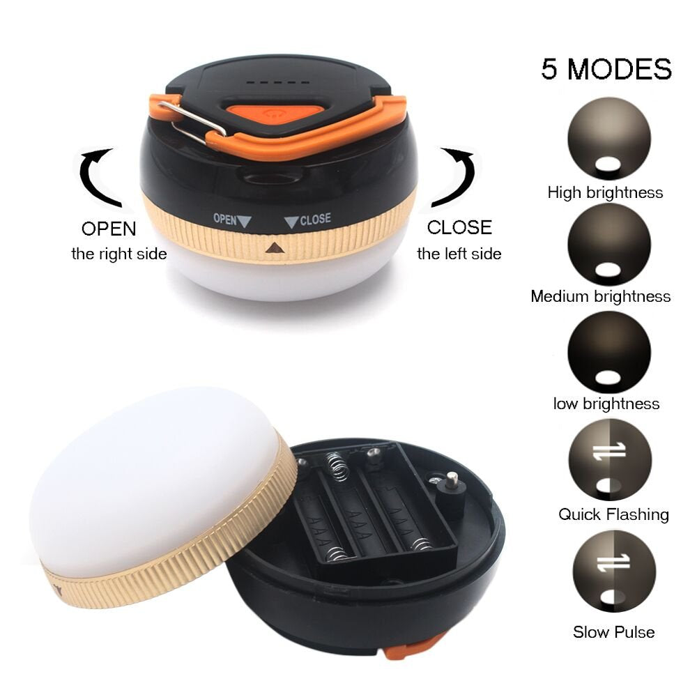 2 Pack LED Lantern Portable Camping Lights Outdoor Tent Light Hanging Camping Lamp with 5 Modes, Restractable Hook for Adults an