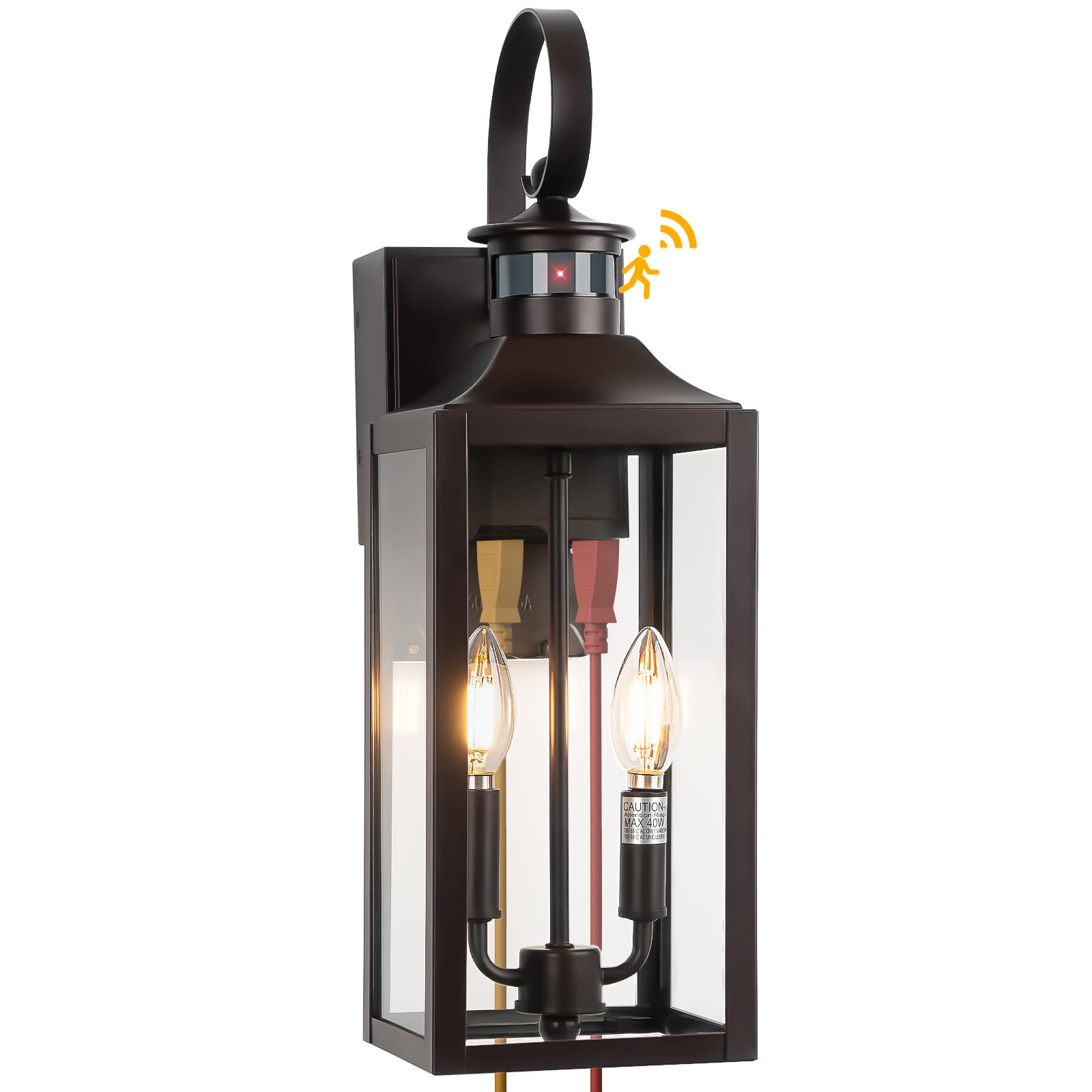 Porch Lights With Gfci Outlet  20 Brown Dusk To Dawn Motion Sensor Outdoor Lights  Exterior Lighting Fixtures With Gfci Outlet Built-In  Waterproof Bronze Outdoor Wall Sconce For House Patio