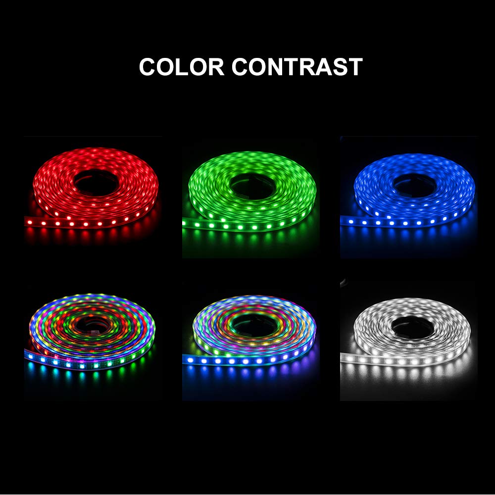 BTF-LIGHTING WS2812B IC RGB LED Strip 3.28FT 144LED Black FPCB IP30 Flexible for DIY Chasing Color Project