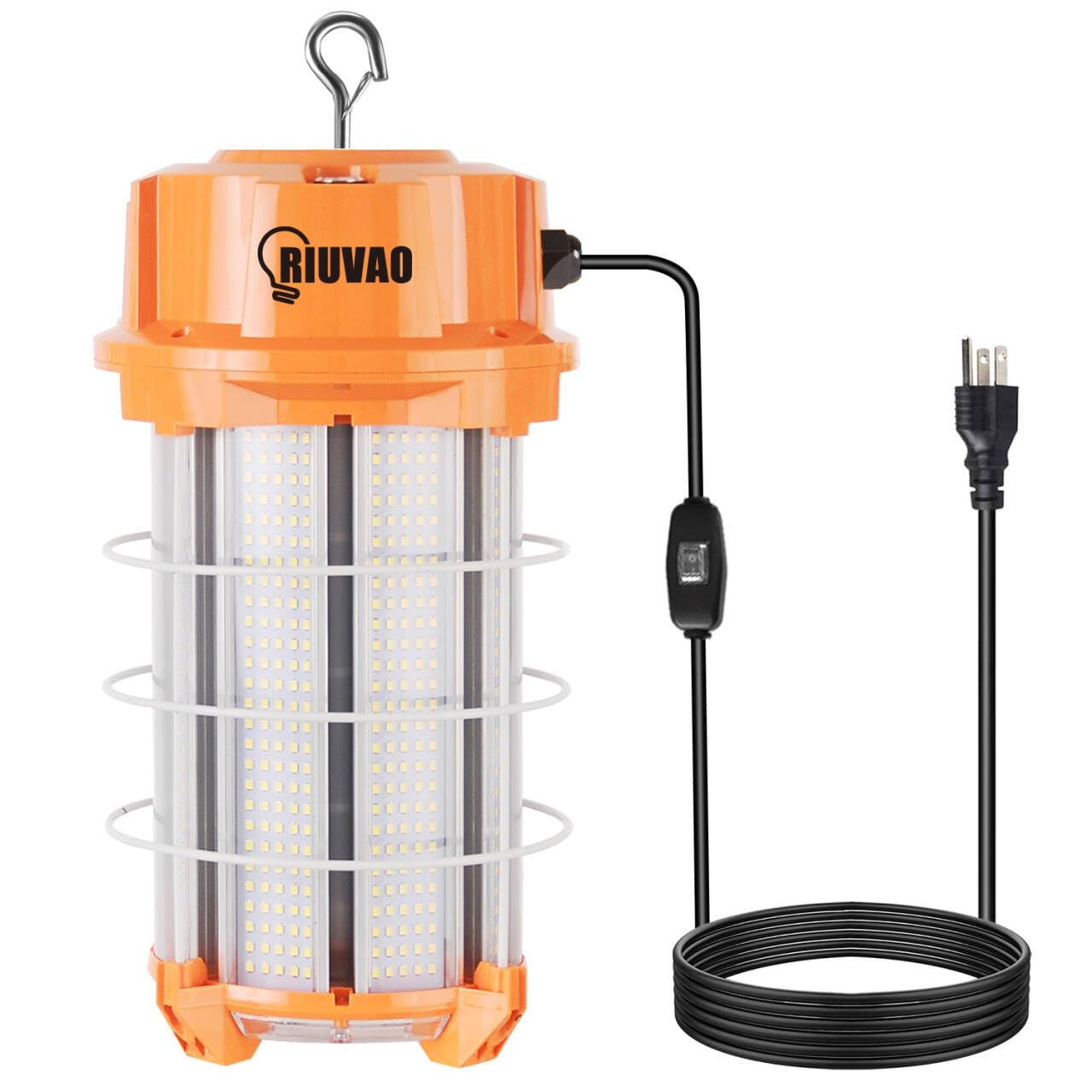 250W Led Temporary Work Light 37500Lm 5000K Construction Lights Led Work Light Ip65 Dust Waterproof Portable Lights With Stainless Steel Guard Hook For Mine Wharf Job Site Garage Factory Lighting