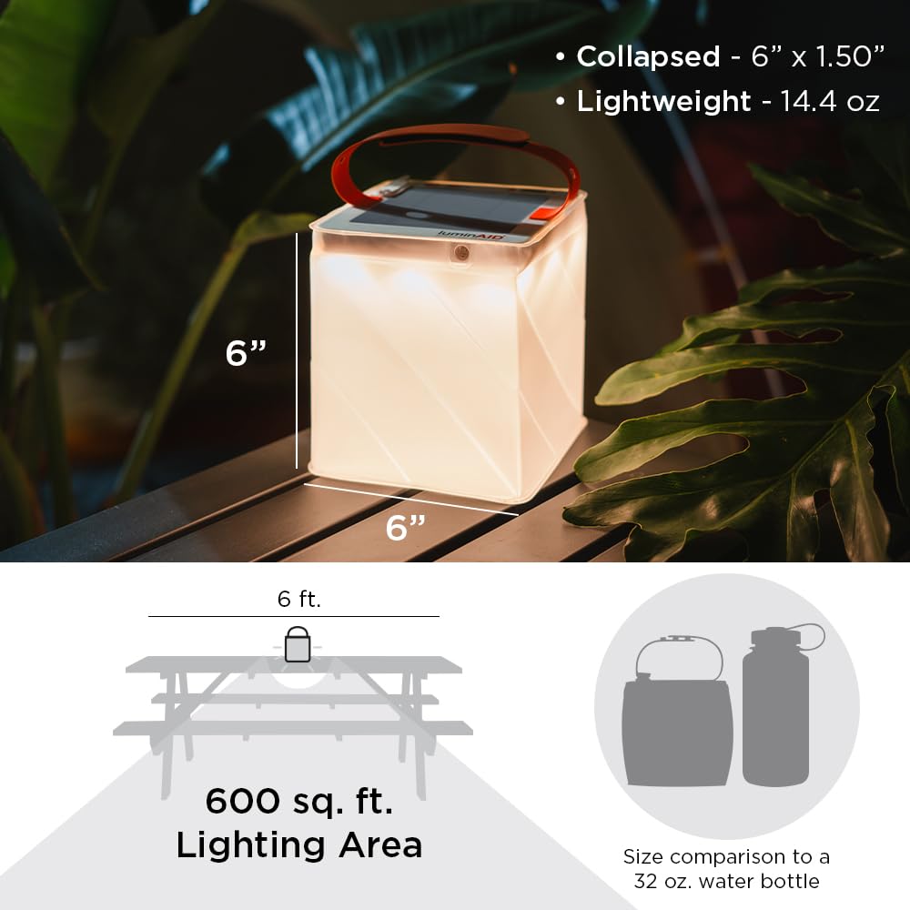 LuminAID Survivor Solar Lantern - Inflatable LED Light with Dual Phone Charger - Emergency Camping Light - Model 0196-0350 - White