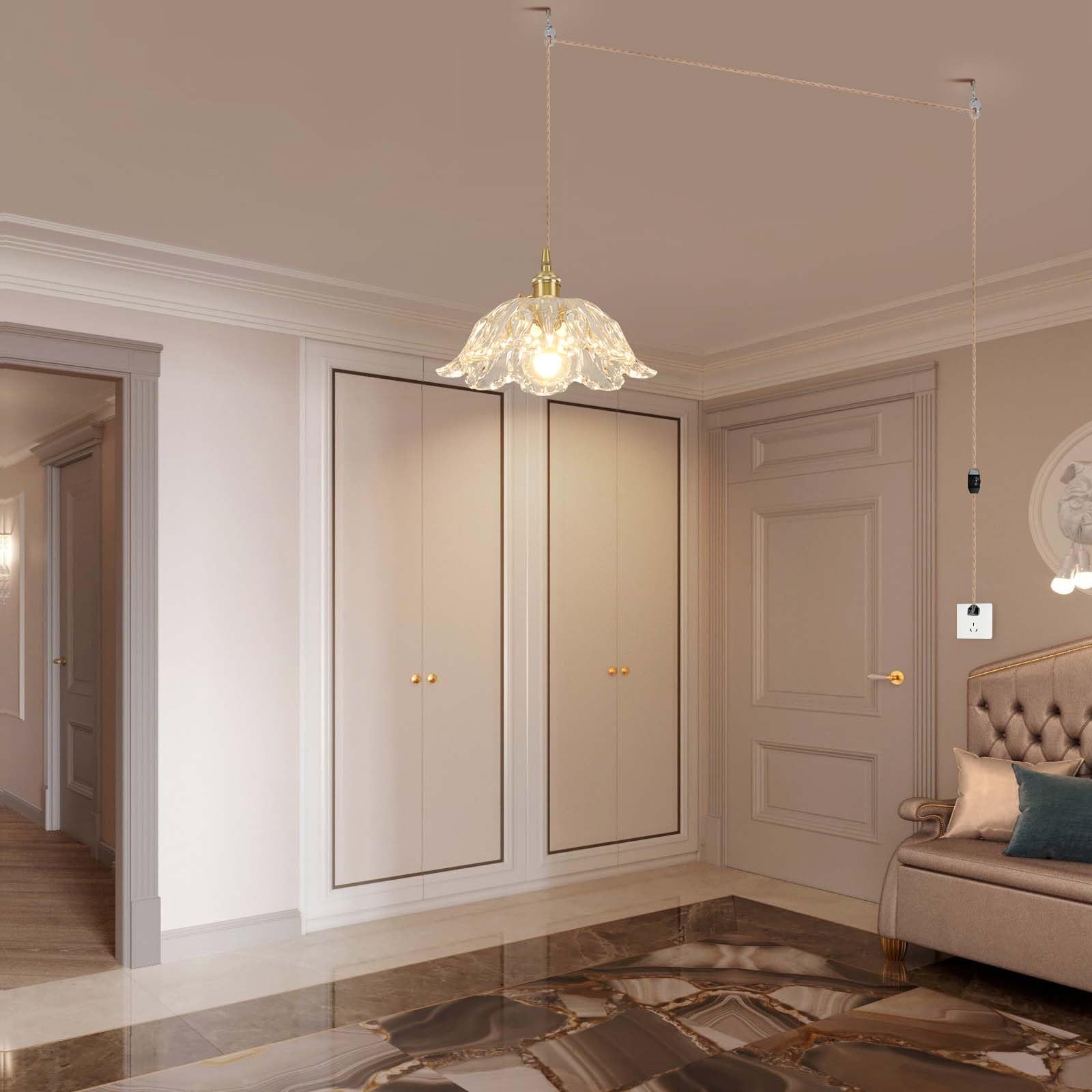 Loiogohot Plug In Pendant Light Fixtures Hanging Light Fixture Transparent Glass Pendant Light 10.6In E26 Pendant Lighting For Kitchen Island  Bedroom  Dining Room  Living Room