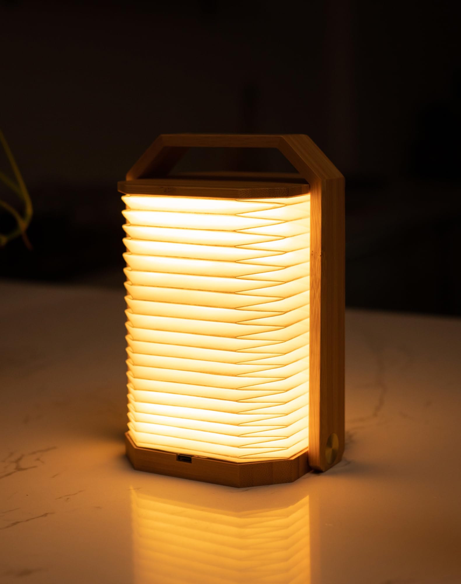 ZBOLE Foldable Japanese Style Lantern, 1200mAh Rechargeable, 4-6H Runtime, 2-in-1 Handheld & Table Lamp, Soft Warm Light, Outdoo