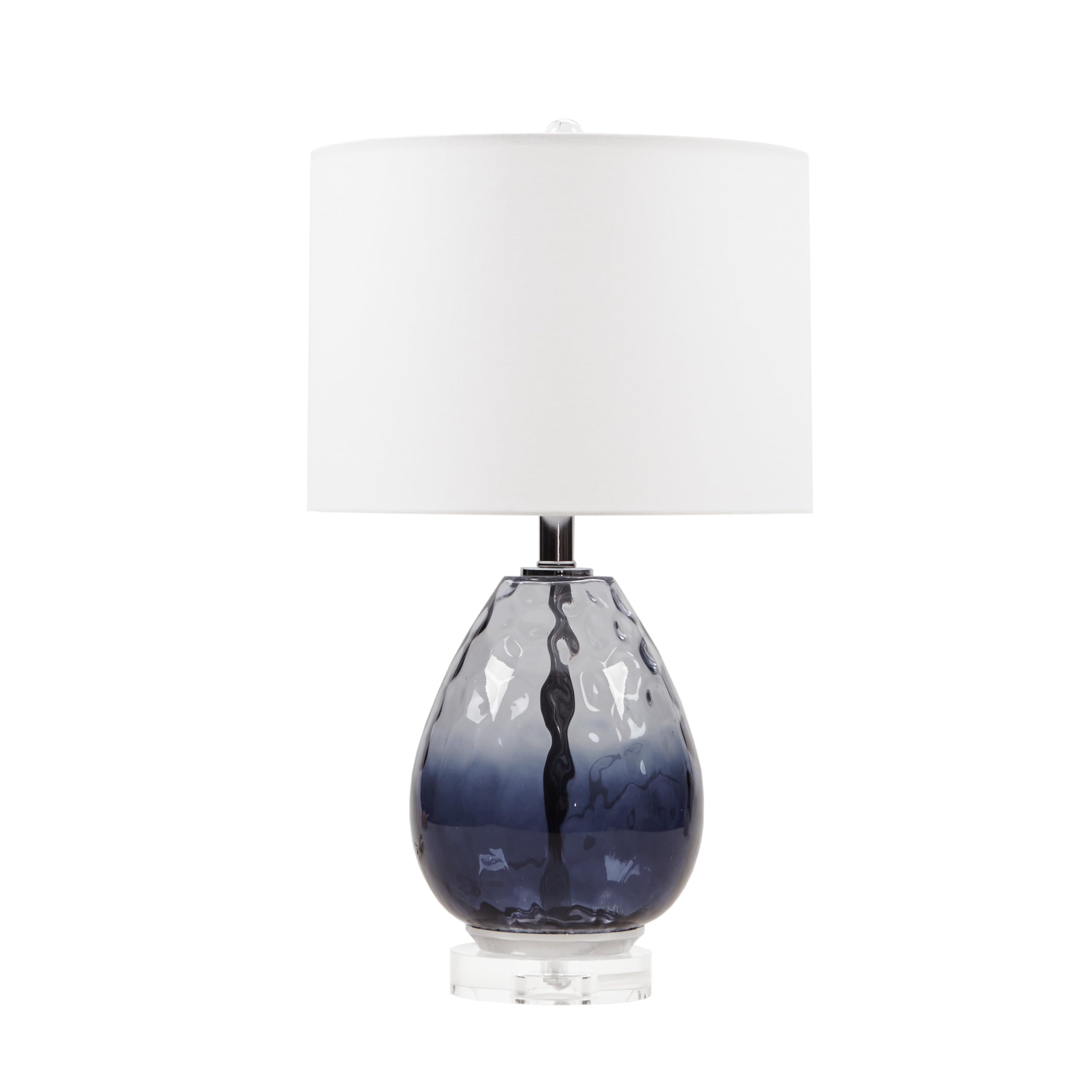 Urban Habitat Crystal Glass Table Lamp  Ombre Clear Glass Body Nightstand, Modern Study Lamp, Clear Polarized Cord, Socket Swit