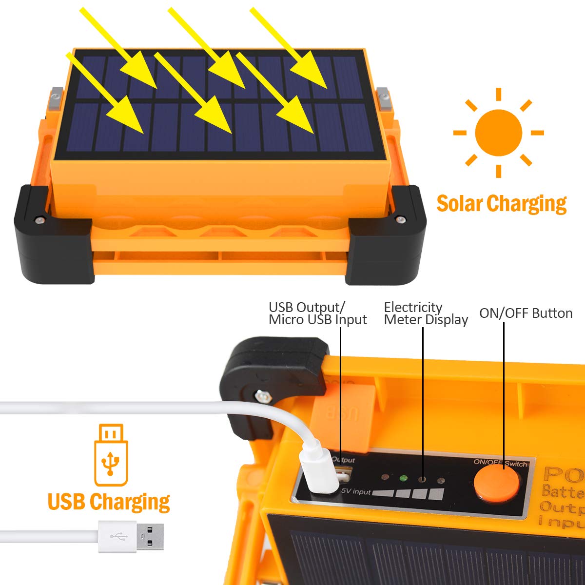 T-SUN 80W Solar Work Lights, Portable Waterproof LED, 4 Modes, 2 Pack, Aluminum