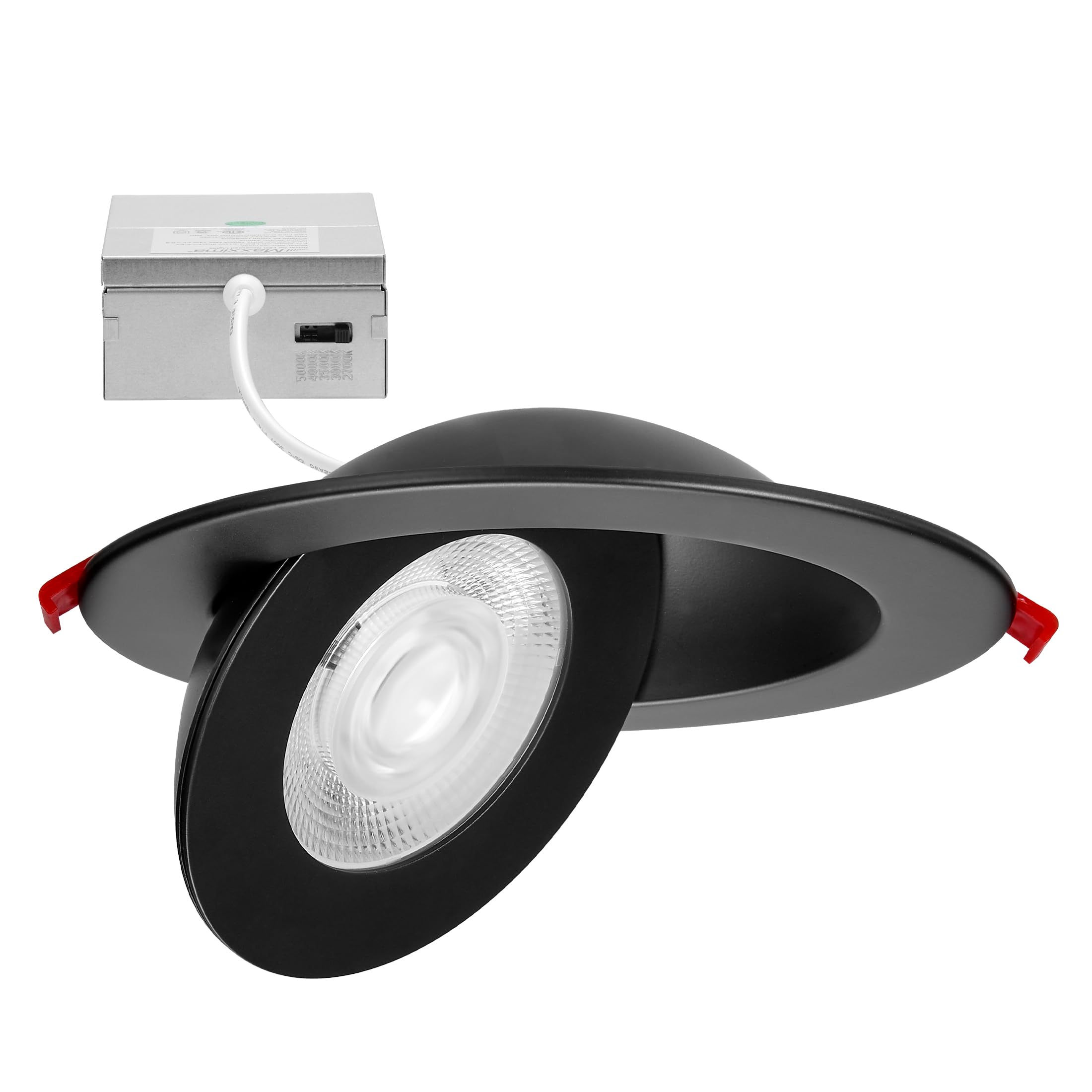 Maxxima 6 in. Rotatable Ultra-Thin Recessed LED Floating Gimbal Downlight, 1100 Lumens, 5 CCT Selectable 2700K/3000K/3500K/4000K