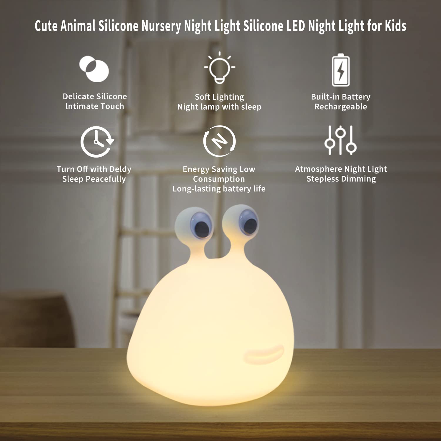 Sailingflo Cute Slug Kids Night Light, Birthday Gifts Room Decor Bedroom Decorations For Baby Child Soft Silicone Lamp Gift Box