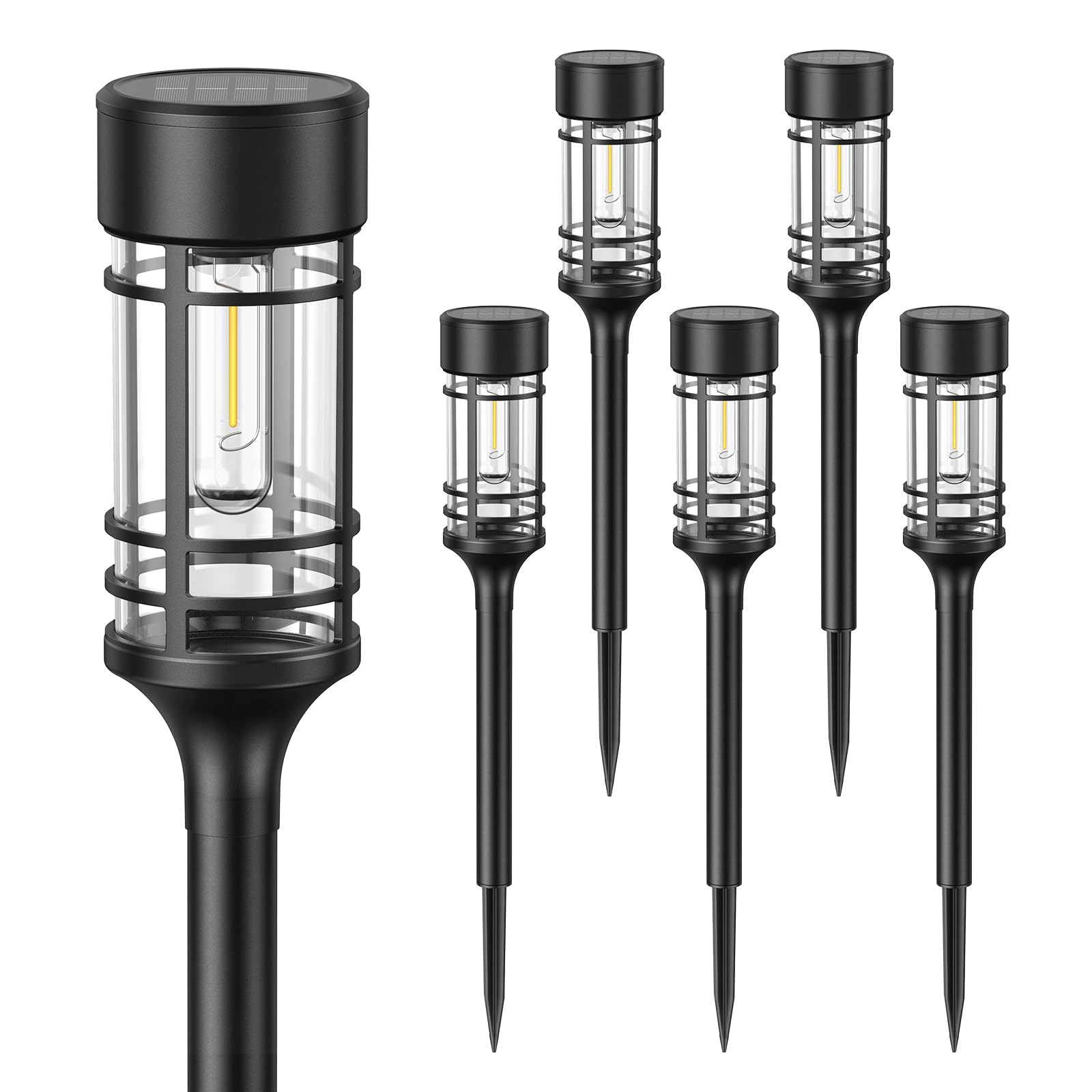 LETMY Solar Pathway Lights Outdoor, 6 Pack Solar Lights Outdoor Waterproof IP65, Bright Solar Garden Lights Outdoor, Auto On/Off