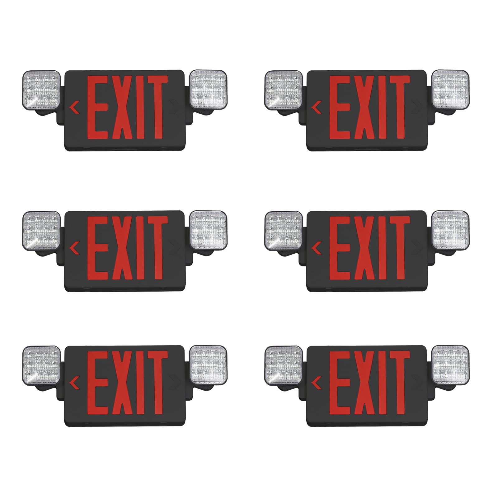 CM MZY Black Housing,Red Emergency Light with Two Adjustable Square Heads, Battery Backup, US Standards, UL Certified, Combo for