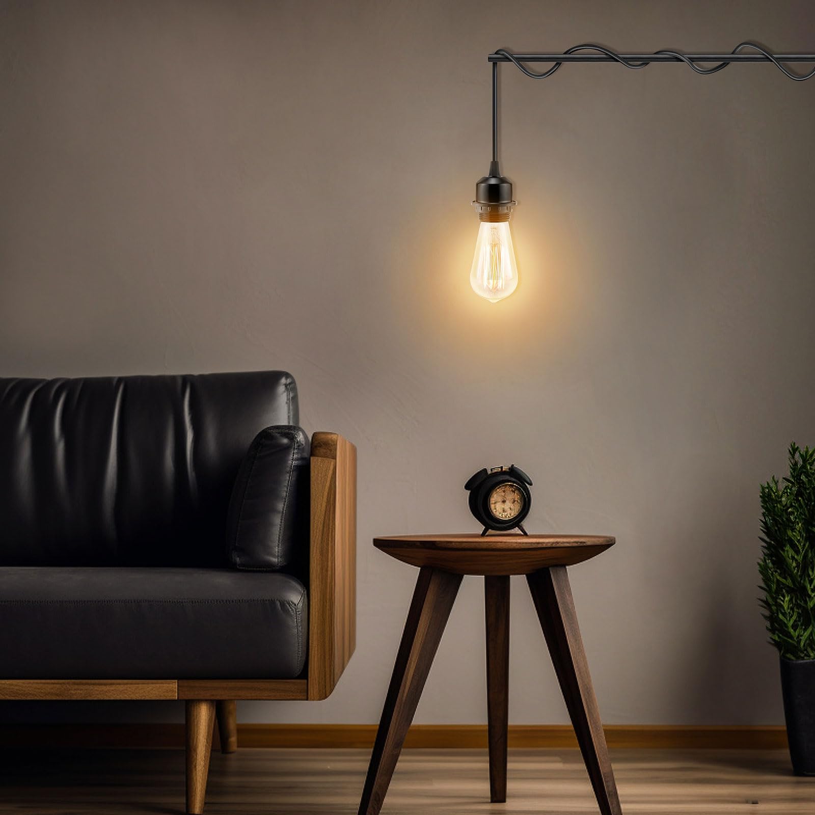 3Pack Plug In Hanging Light Kit, E26/E27 Vintage Hanging Lights With Plug In Cord, Retro Pendant Light Kit, 12Ft Cord With On/Off Switch Ul Listed, Plug In Pendant Light Cord For Hanging Light(Black)