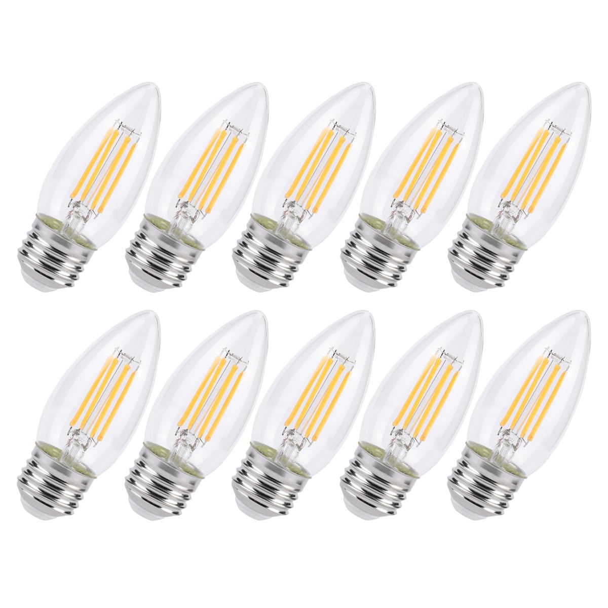 Kinur E26 Candelabra Led Light Bulbs 4 Watt (40 Watt Equivalent) Led Chandelier Light Bulbs 2700K Warm White Chandelier Decorati