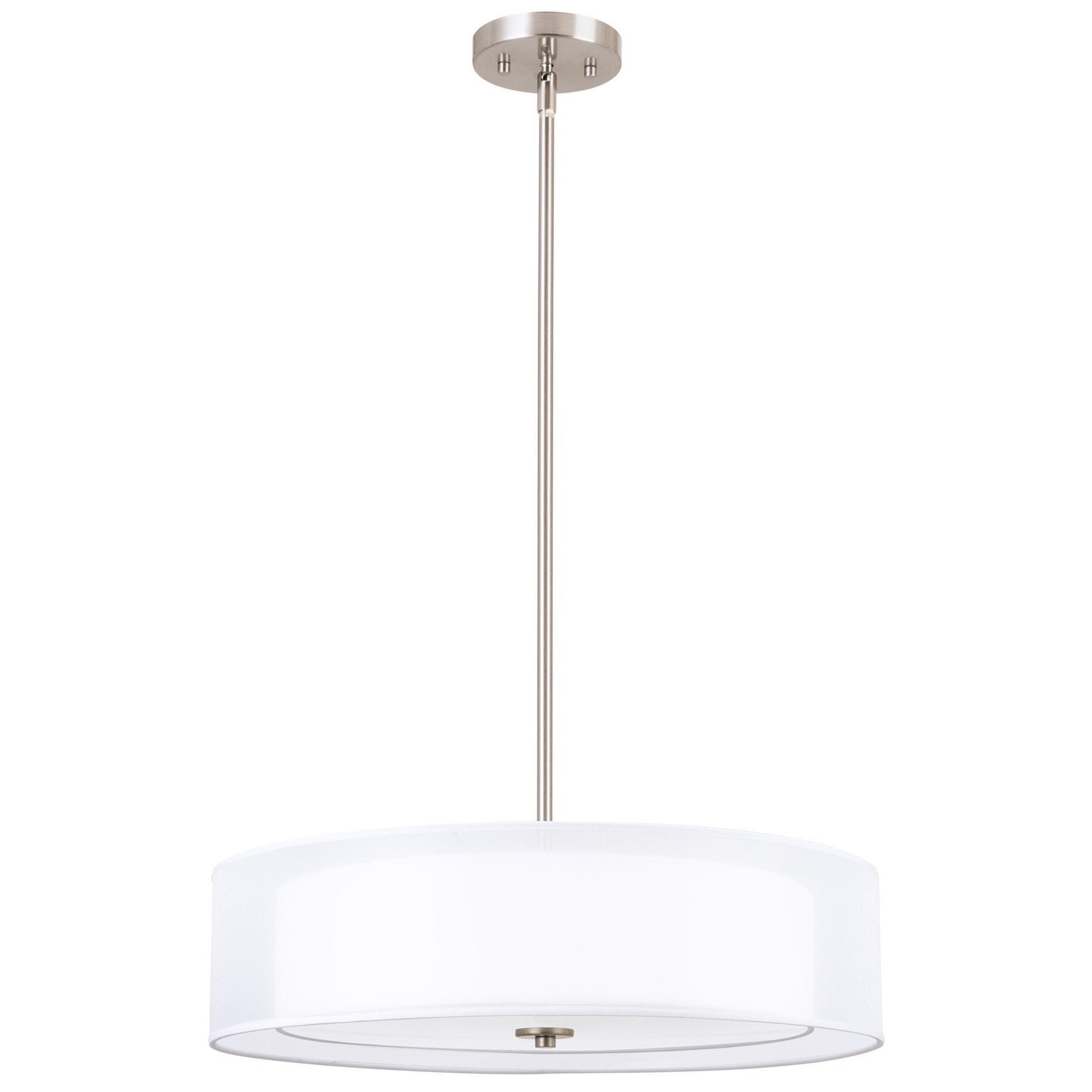 Kira Home 20in Modern 3-Light Double Drum Chandelier, Brushed Nickel, Adjustable Height, Model RV-CC2131817-BN