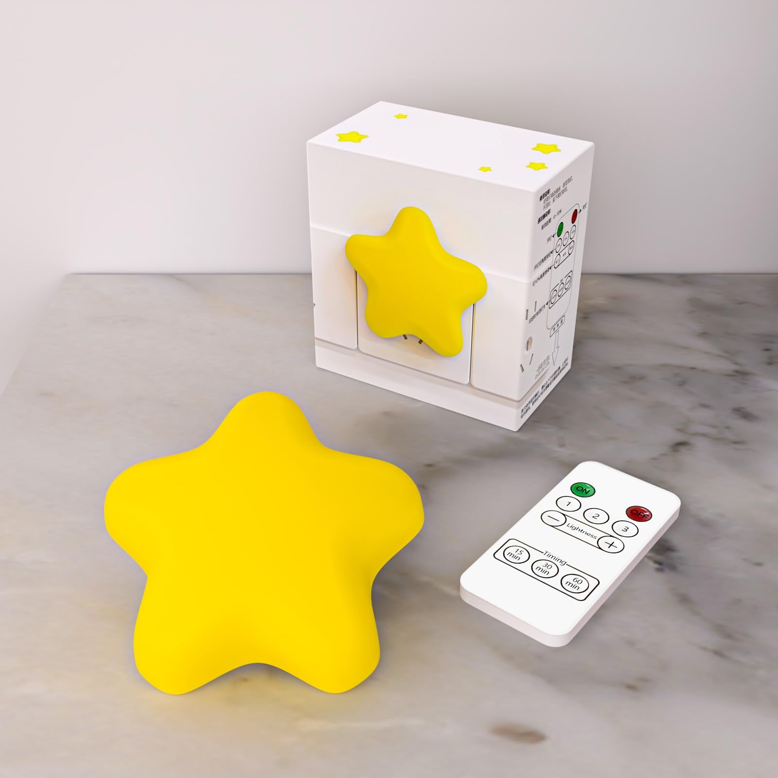 Colorful Life Remote Control Star Night Light for Bedroom Decor - Soft Warm/White Glow Plug-in LED Night Lamp for Baby, Kids, Nu
