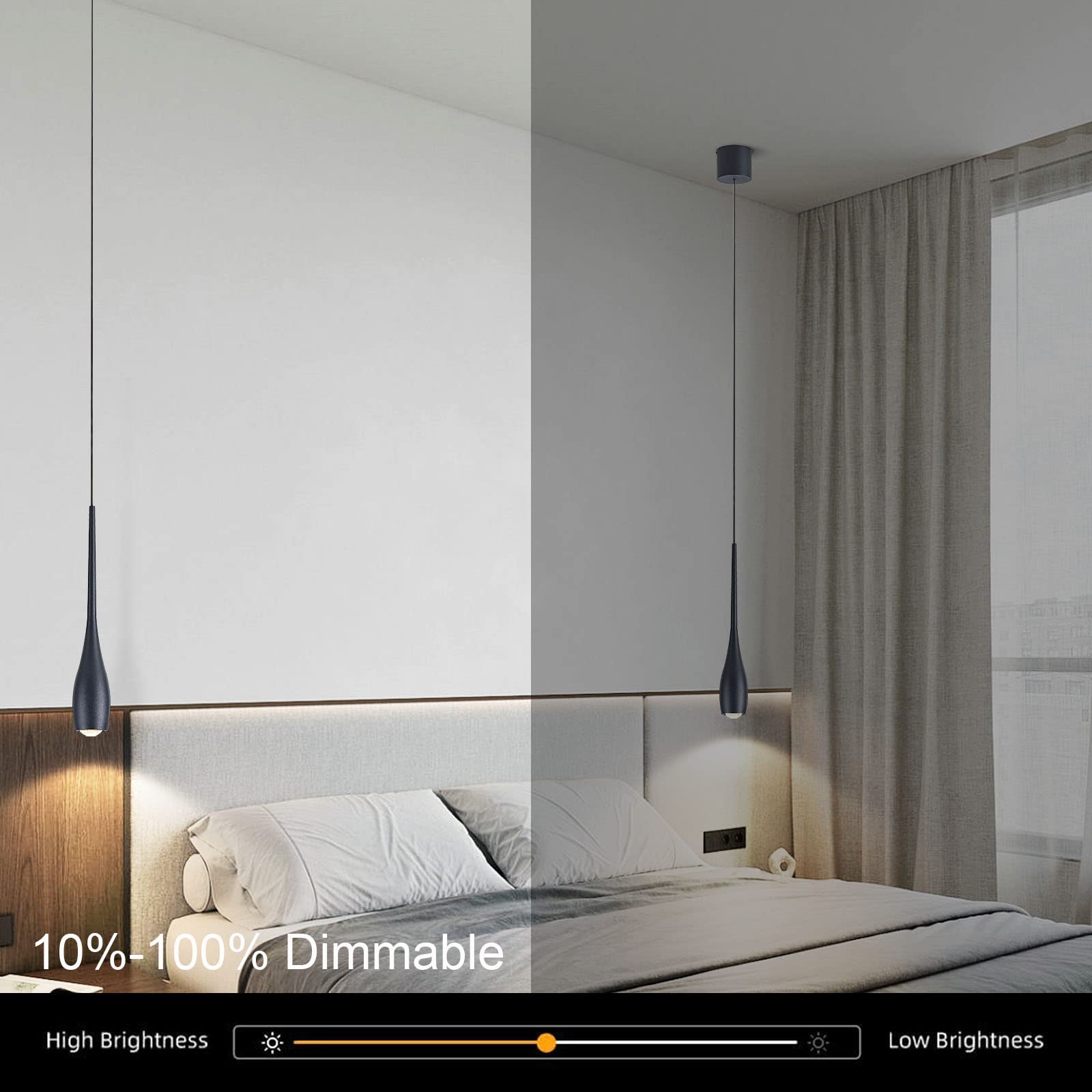 Julin Home Black Dimmable Led Pendant Light - Modern Industrial For Kitchen Island & Dining Room