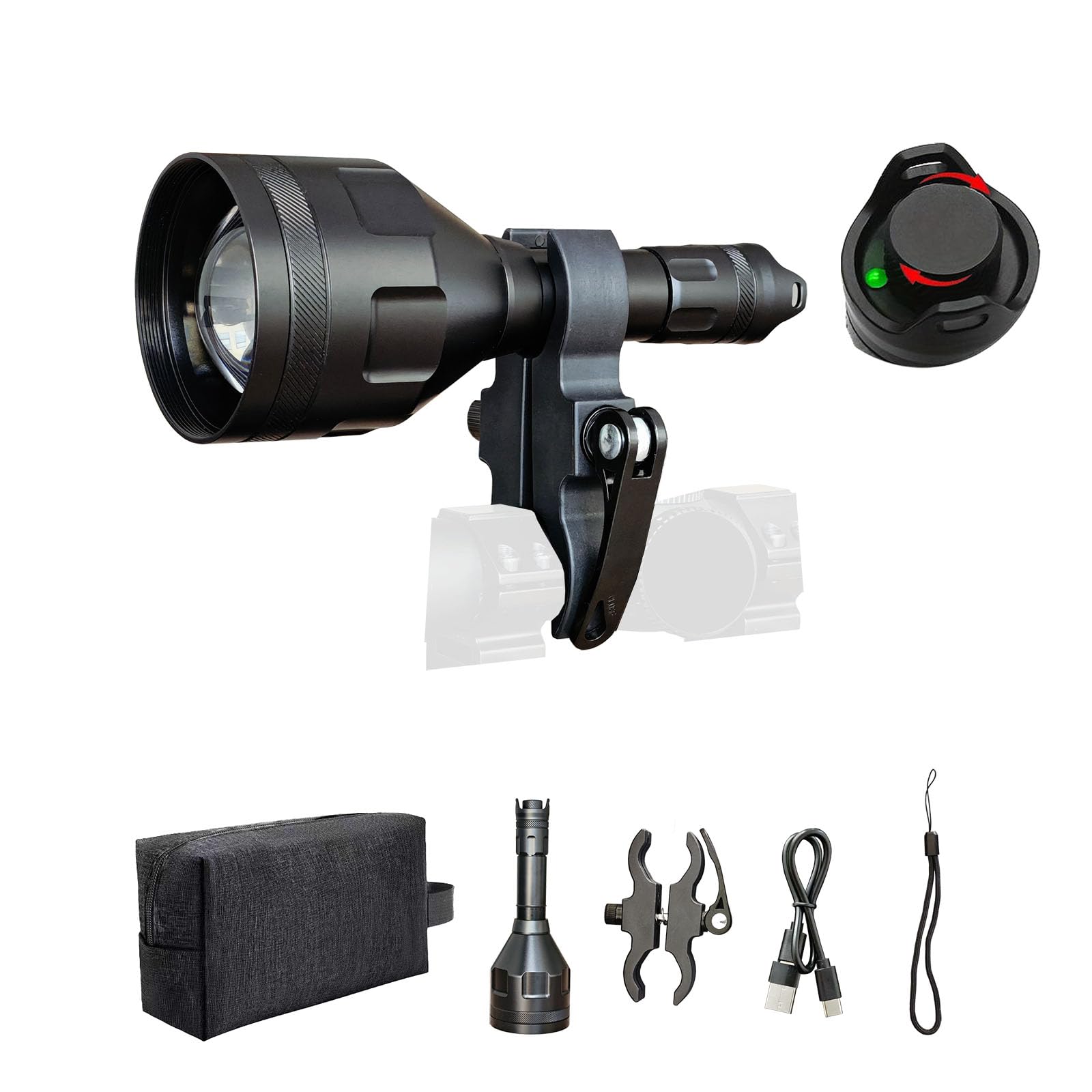 Spale 600 Yards Zoomable 850nm IR Flashlight with On/Off Indicator & stepless dimmer, IR Light Illuminator