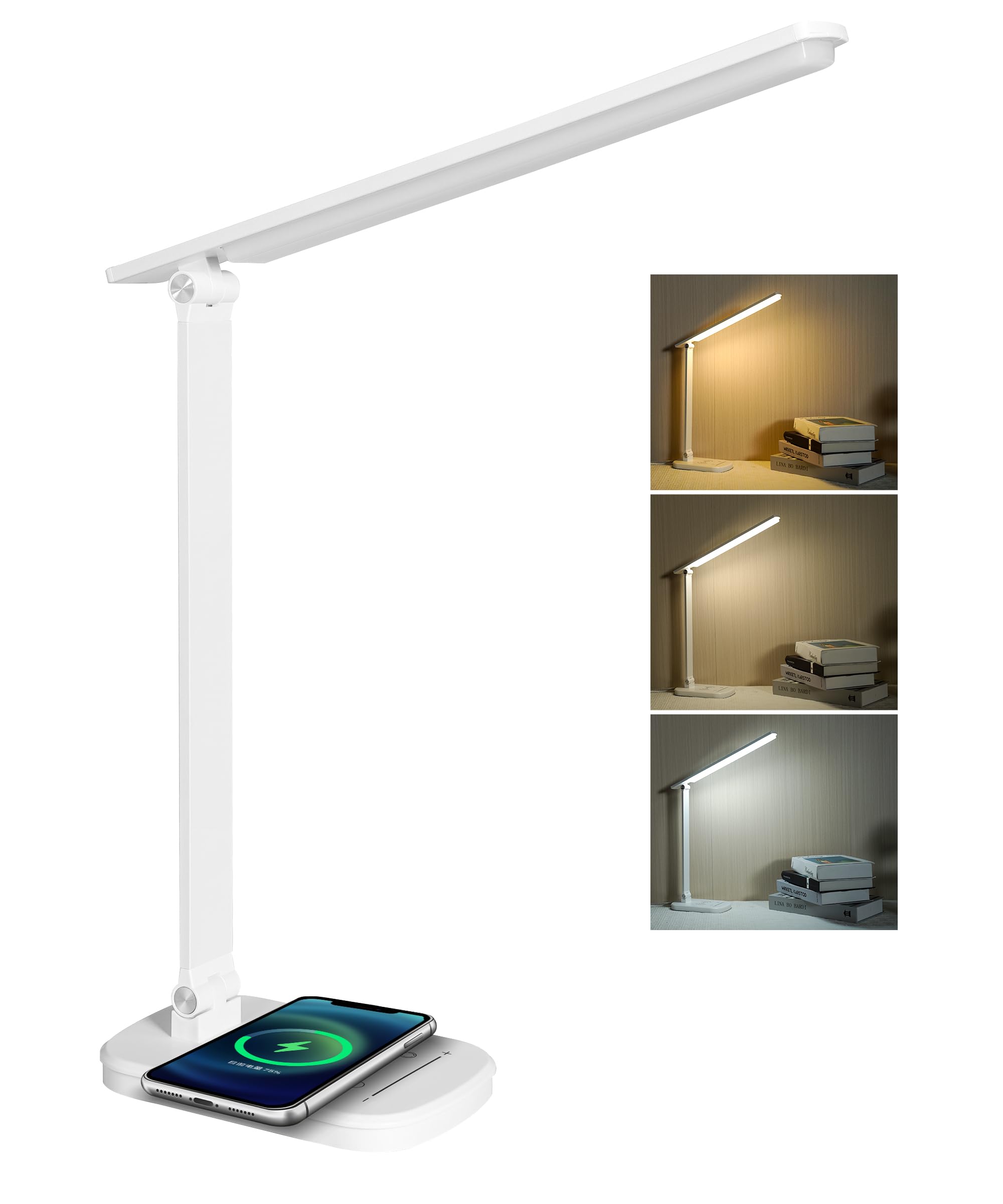 Faithorse LED Desk Lamp with Wireless Charger,21W Touch Control Dimmable Lamp,900LM,5 Brightness and 3 Color Modes for Home Offi