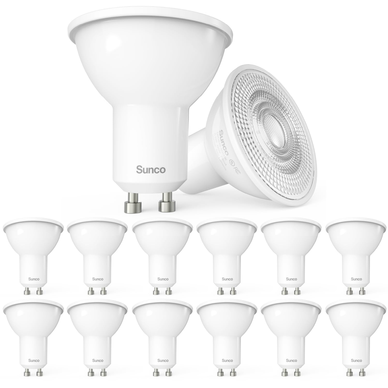 Sunco 12 Pack Mr16 Led Bulb, Gu10 Dimmable Track Light Bulbs, 5.5W=50W, 5000K Daylight, 550 Lm, 25000 Lifetime Hours Ul.