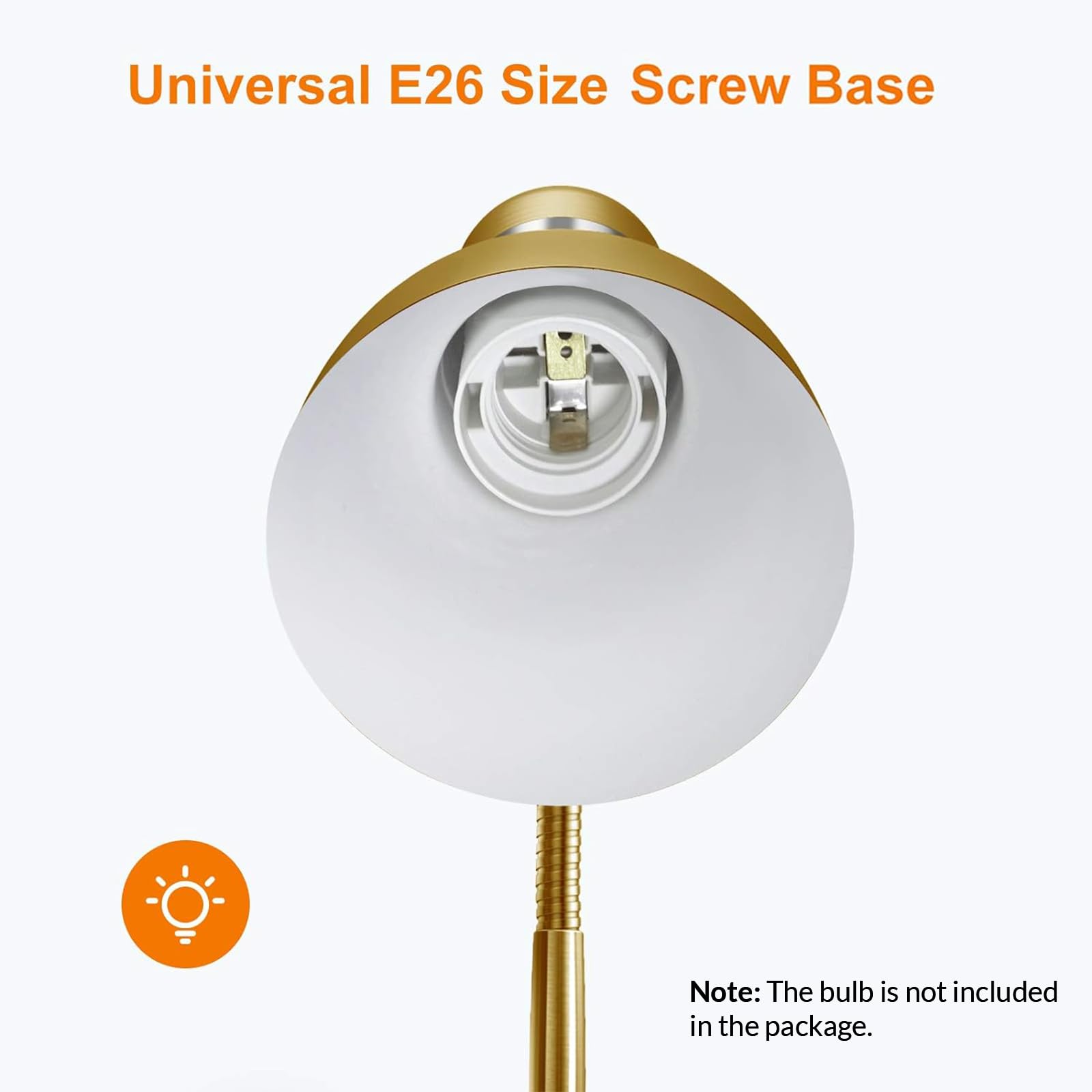 LEPOWER Metal Desk Lamp, Adjustable Goose Neck, Eye-Caring, Gold, Model UT2032 for Bedroom, Study Room, and Office