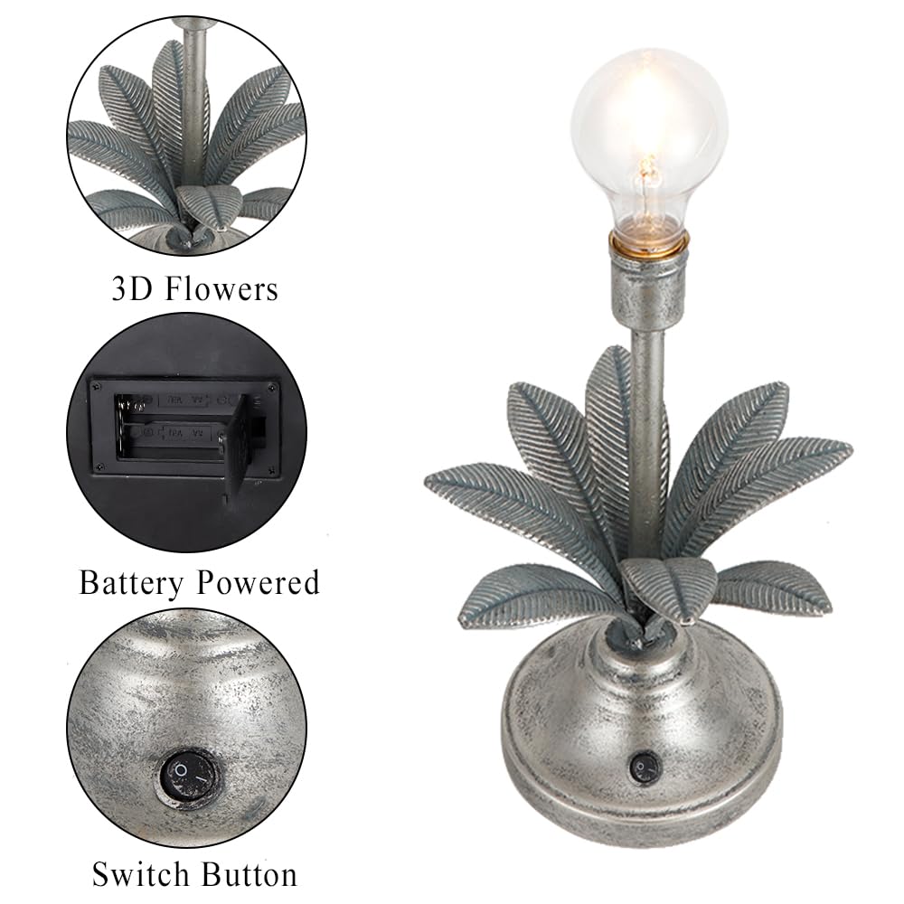 Jhy Design Battery Operated Lamp 13''H Vintage Decorative Cordless Lamp With Led Bulb Small Table Lamp For Bedroom Living Room B