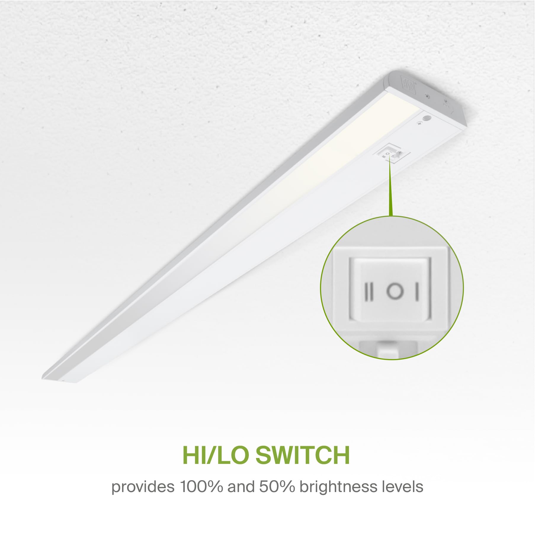 Asd Led Under Cabinet Lighting, 48 Inch, Dimmable, Hardwired/Plug-In, 3 Color Levels, Aluminum, White Finish, Model A-Ucl-48D24Cc-W