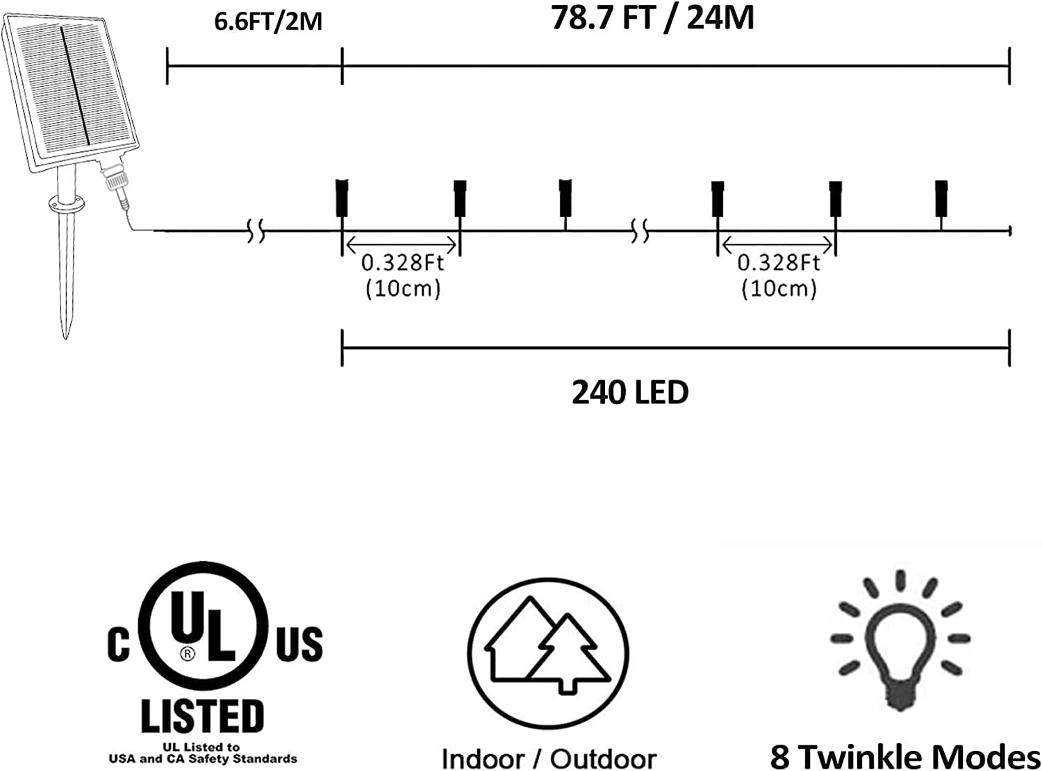 Kemooie 2 Pack 240 Led 78Ft Halloween Solar String Outdoor Lights, Solar Powered With 8 Modes Waterproof Lights For Bedroom Patio Garden Tree Party Yard Decoration (Orange And Purple)