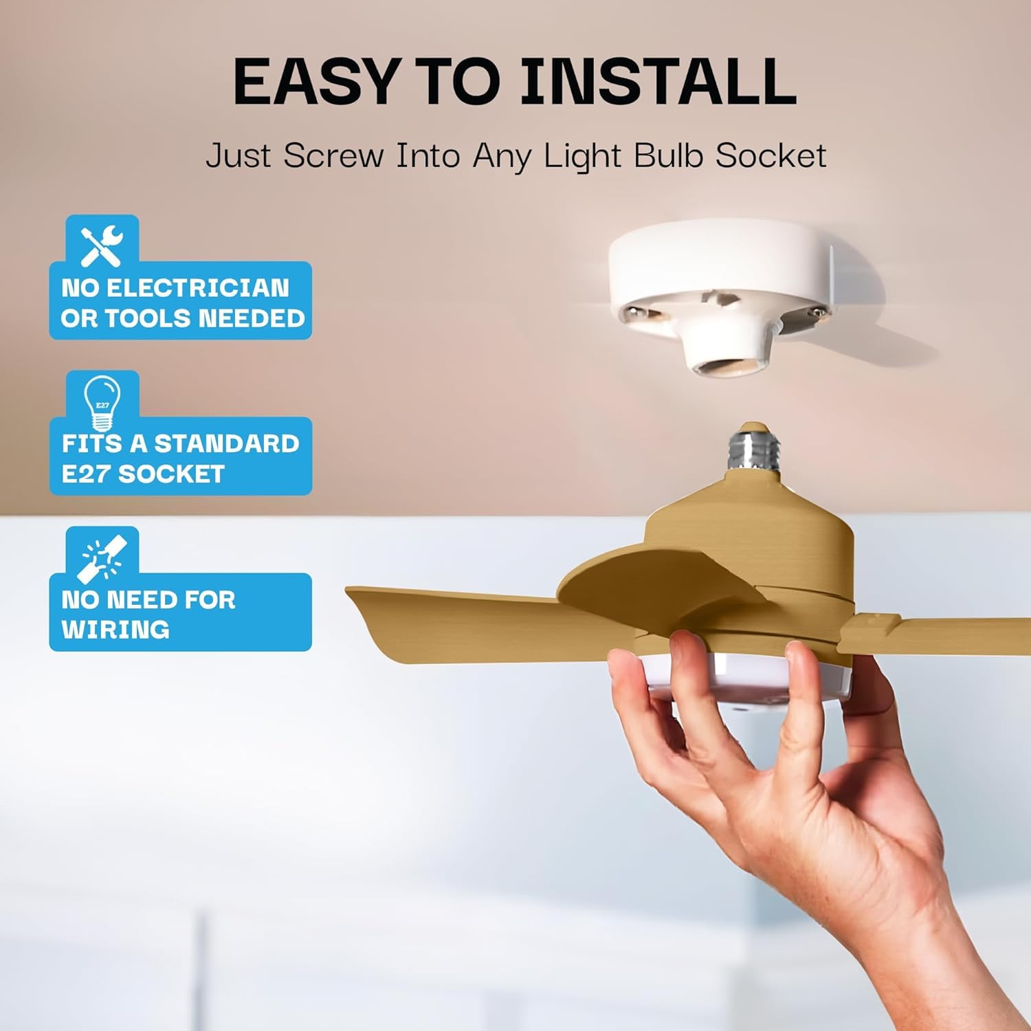 Bell+Howell Socket Fan Cool Light Deluxe, 1000 Lumens, Remote Control, Large, Bronze, Model 2175, For Bedroom, Kitchen, Living Room