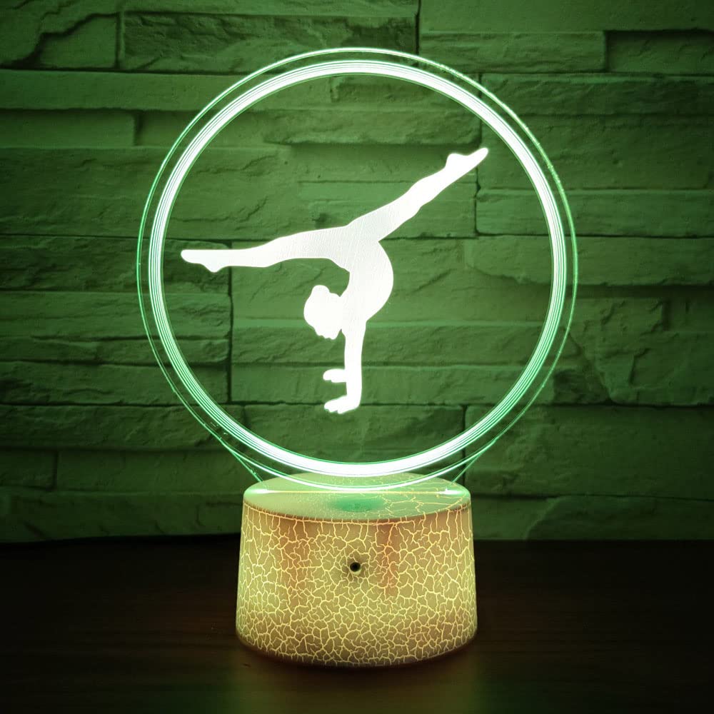 Glorivo Gymnastics Yoga Led Night Light,16 Colors Remote Control & Smart Touch Dimmable 3D Illusion Bedside Lamp,Bedroom Decorat