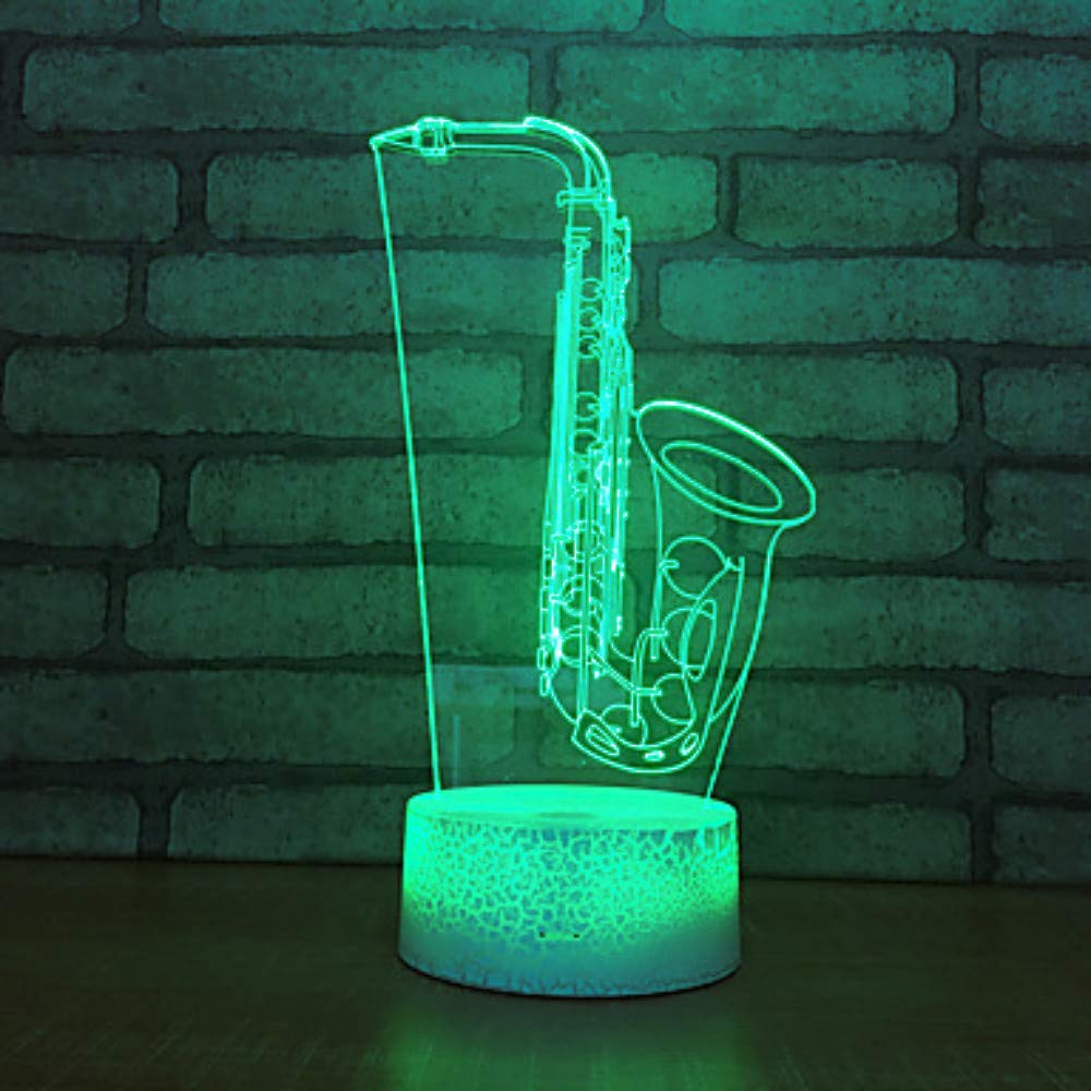 Jinnwell 3D Saxophone Night Light Lamp Illusion Night Light 7 Color Changing Touch Switch Table Desk Decoration Lamps Gift with 