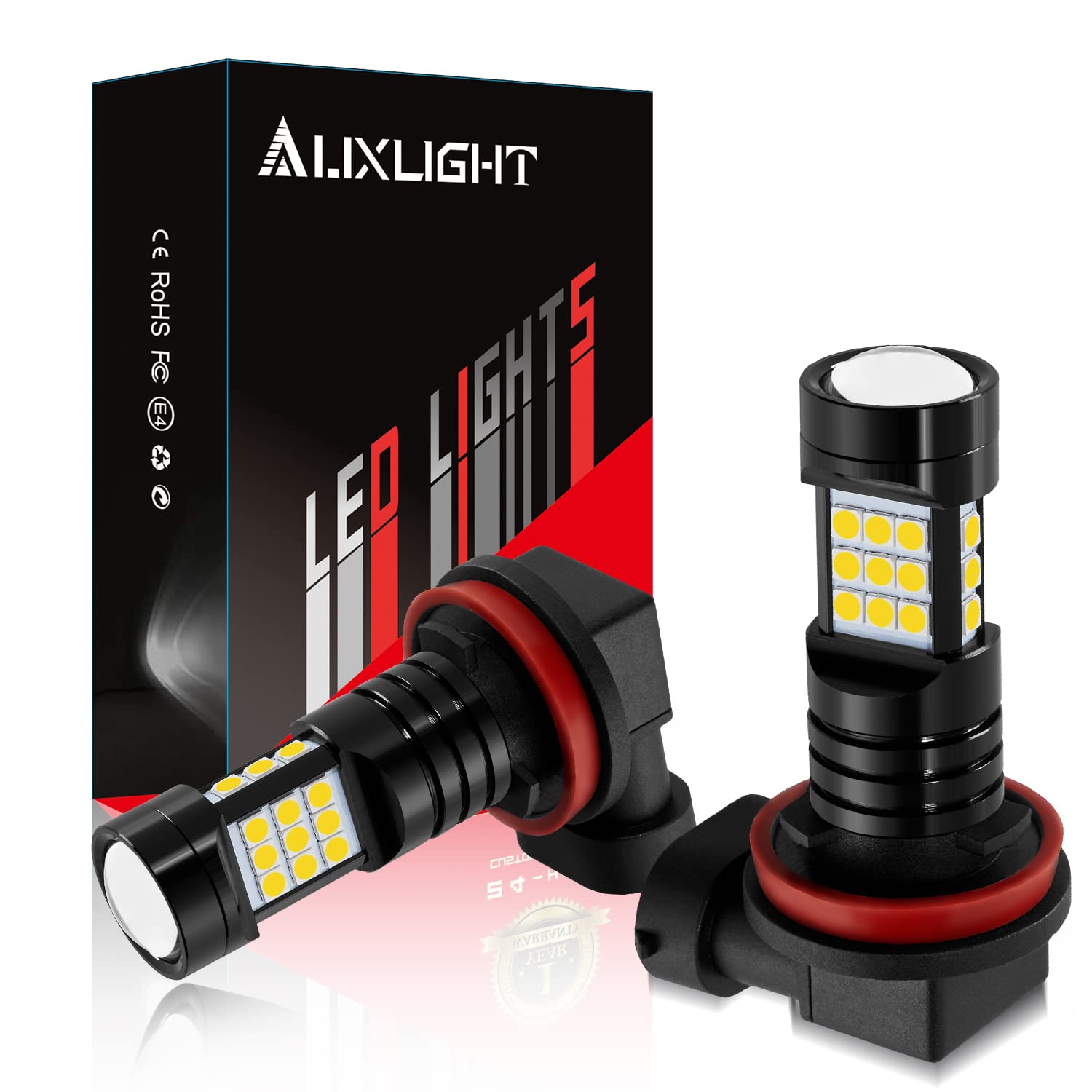 AUXLIGHT H11 LED Fog Light Bulbs, 2400 Lumens, Aluminum, H11/H8/H16(JP), Golden Yellow