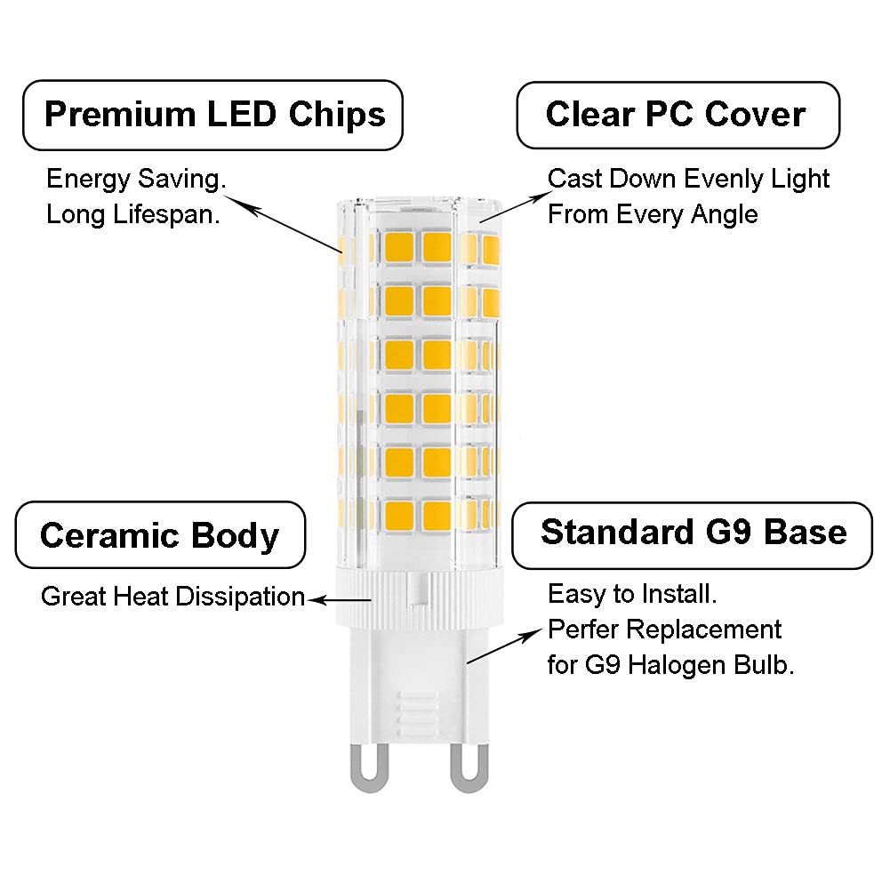 Yosenmi G9 Led Bulb 7W, 60W G9 Halogen Bulb Equivalent, 650Lm, Ac 100V-240V, Daylight White 6000K, Non-Dimmable G9 Bulbs For Hom