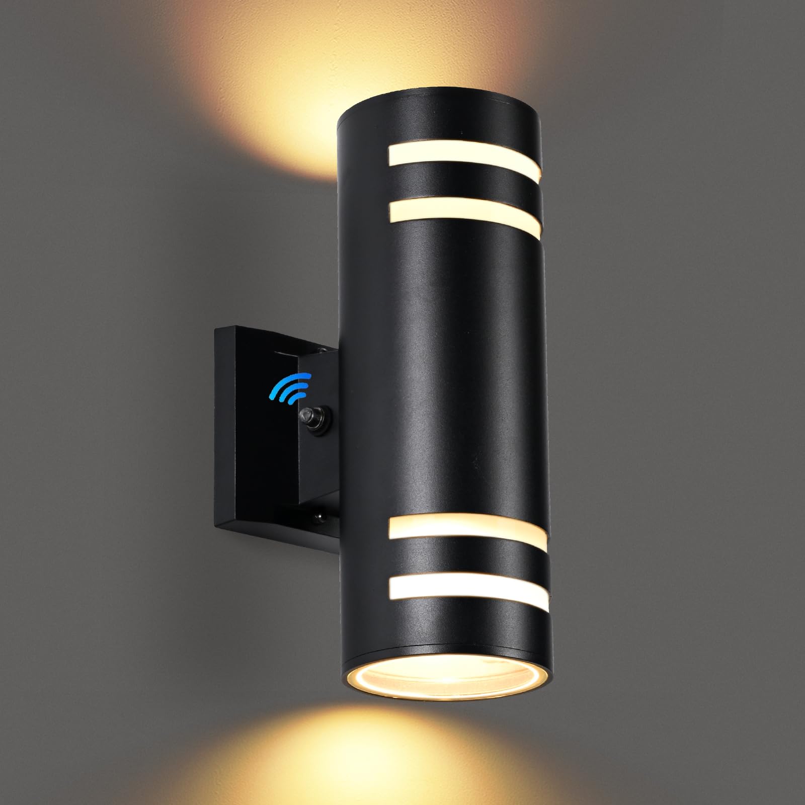 futxnziey Dusk to Dawn Wall Light 1 Pack  Modern Outdoor Wall Lights with LED Bulbs  Cylinder Black Porch Light Fixture Wall Mount  Up and Down Lighting Outdoor Wall Sconce for House Porch Door