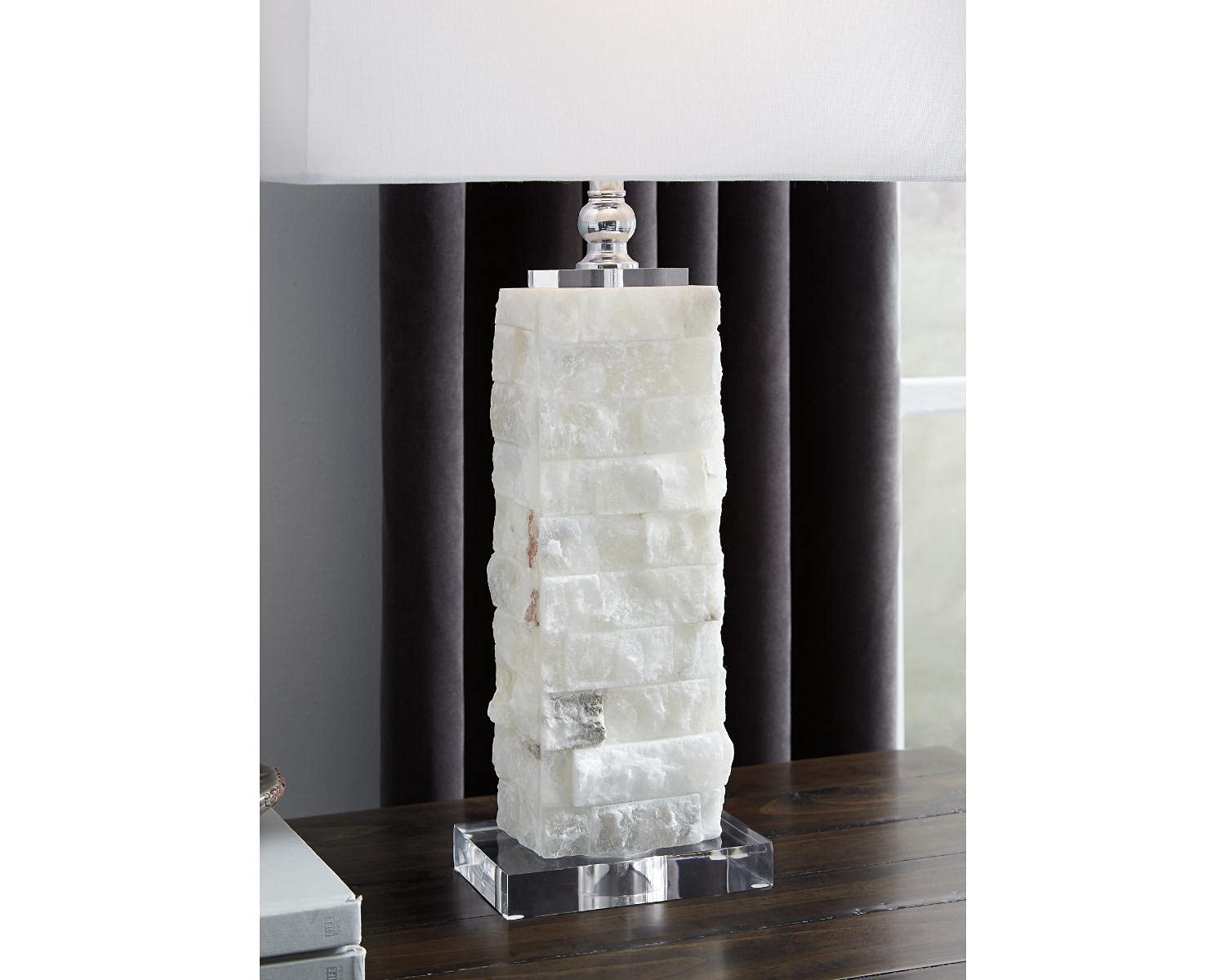 Signature Design by Ashley Table Lamp, 27in Alabaster & Acrylic, White, Model L429014