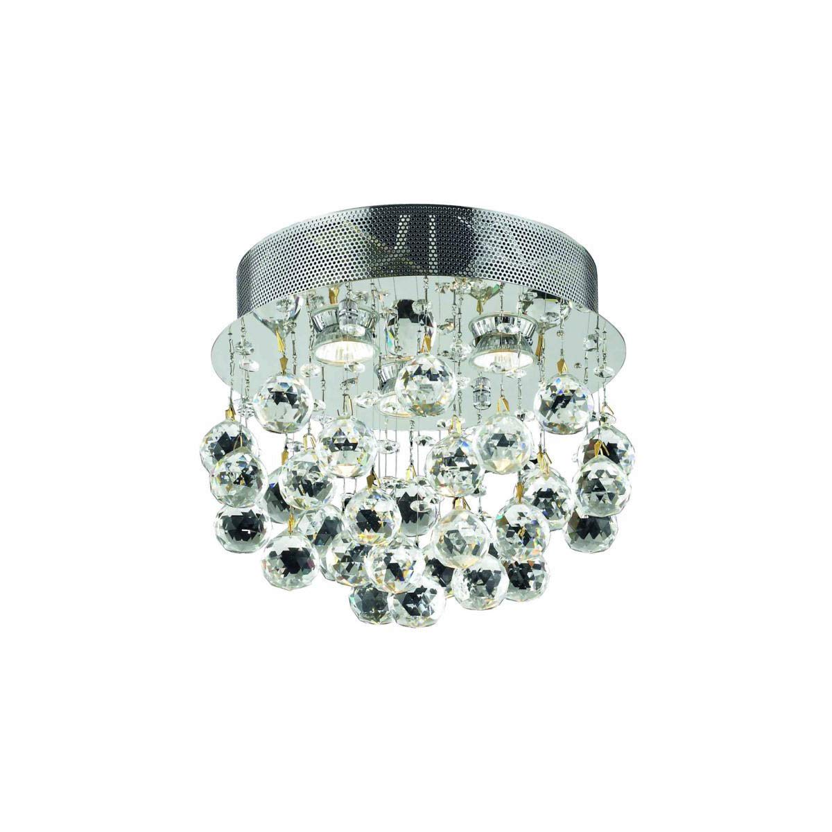 Elegant Lighting Galaxy Collection 2006F13C/RC 3-Light Flush Mount with Royal Cut Crystals, Chrome Finish