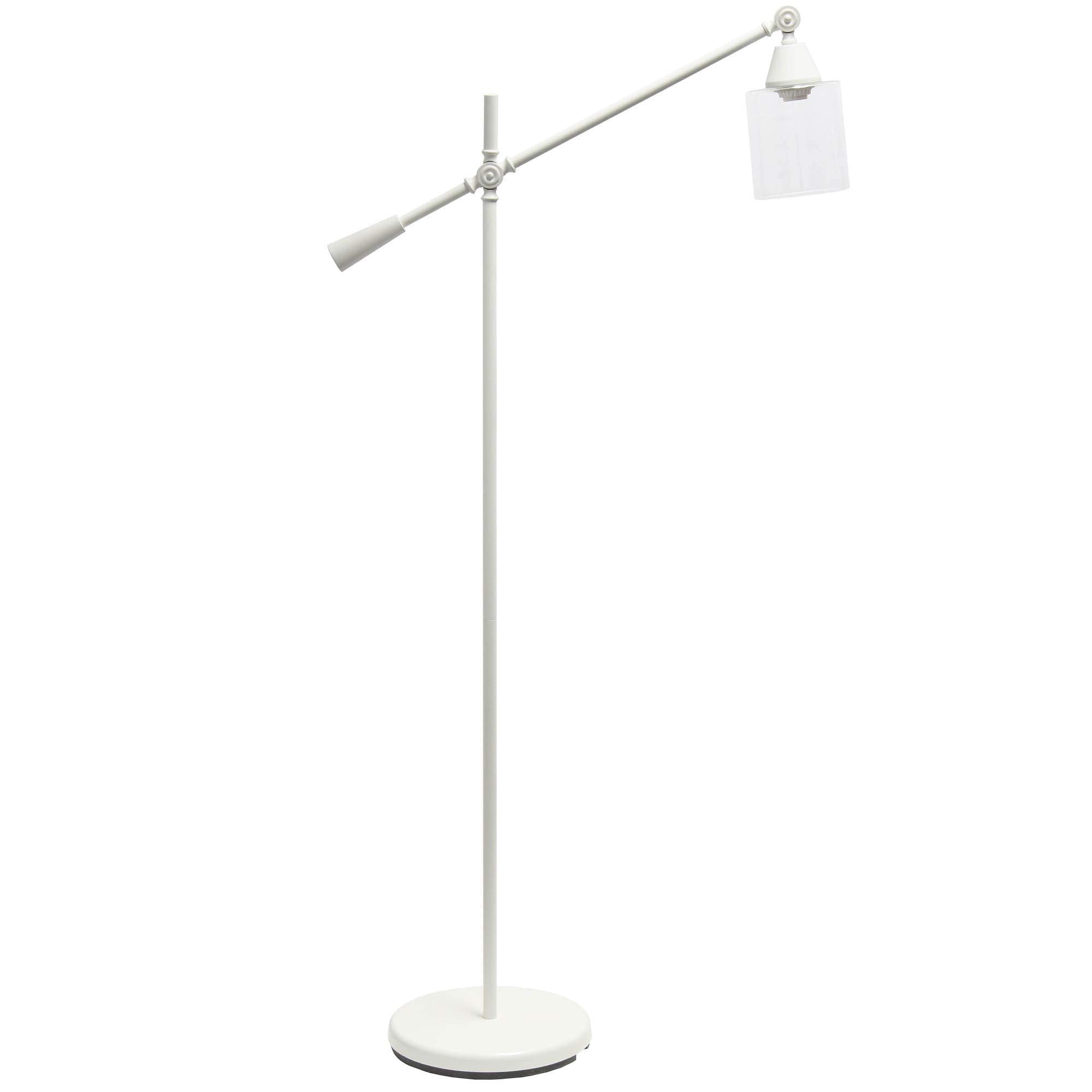 LALIA HOME Decorative Floor Lamp, Metal, White, 30inL x 11inW x 56inH, Clear Glass Shade, Model LHF-5021-WH