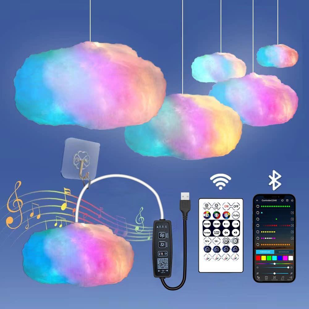 FLAGTOP LED Cloud Light, RGB, 24x16in, Remote & App Control, Model NLT-0001, Ideal for Bedroom & Kids Room Décor