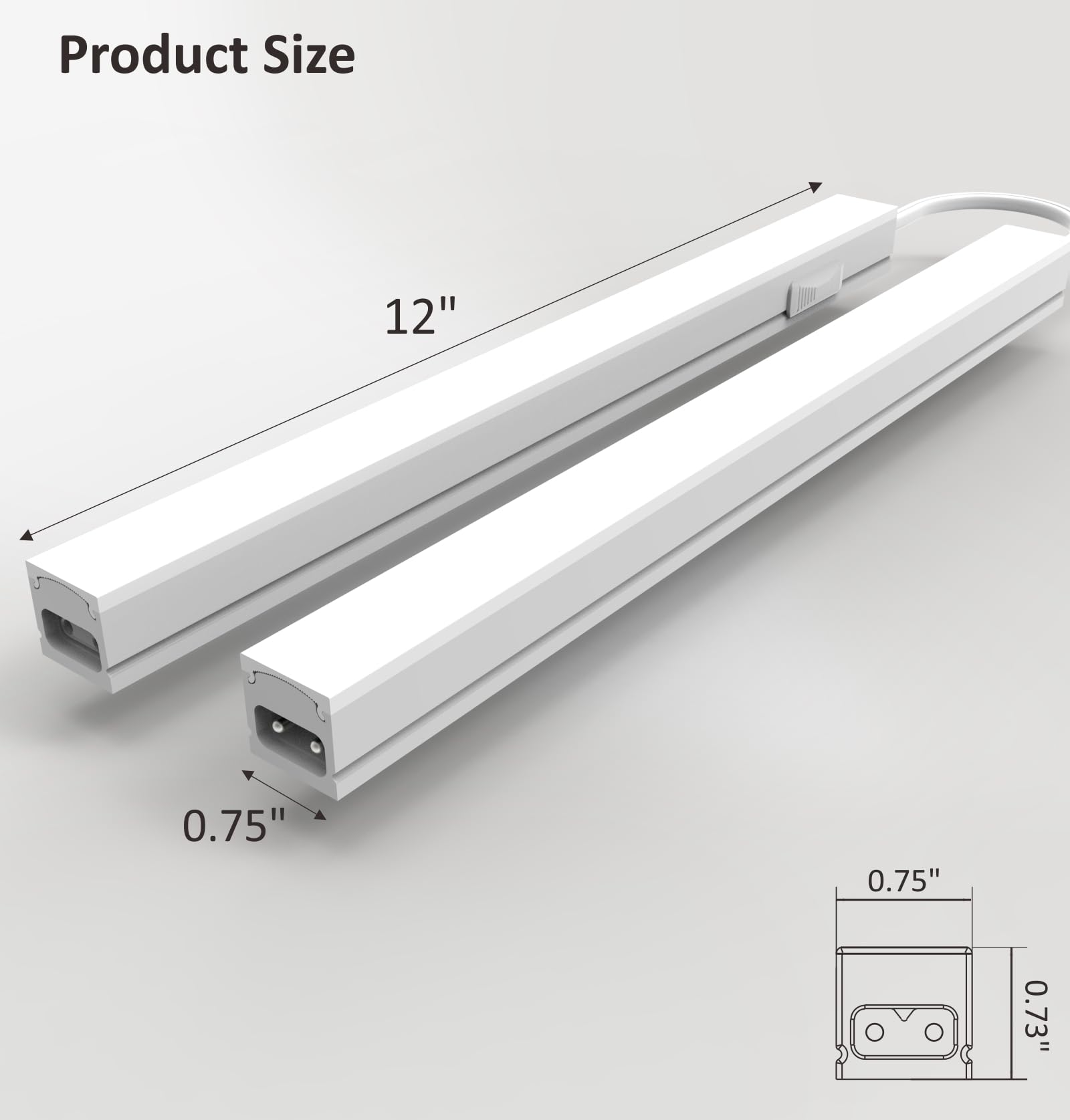 Leetdud LED Under Cabinet Lights, 12 Inch 2 Pack, Linkable AC120V, 3CCT 3000K/4000K/5000K, Ultra Slim
