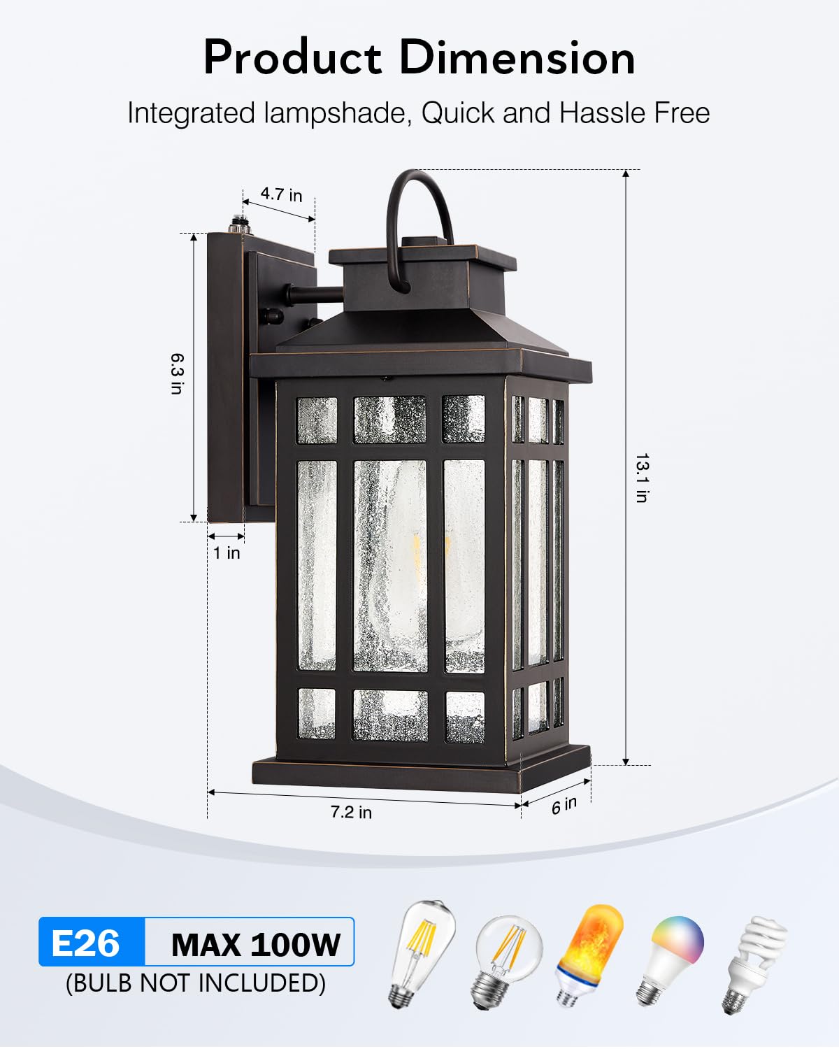 OPAXIS Outdoor Lighting - Dusk to Dawn Sensor, Oil Rubbed Bronze, Aluminum, Model P81603, Easy-to-Install, Waterproof Exterior Light Fixture