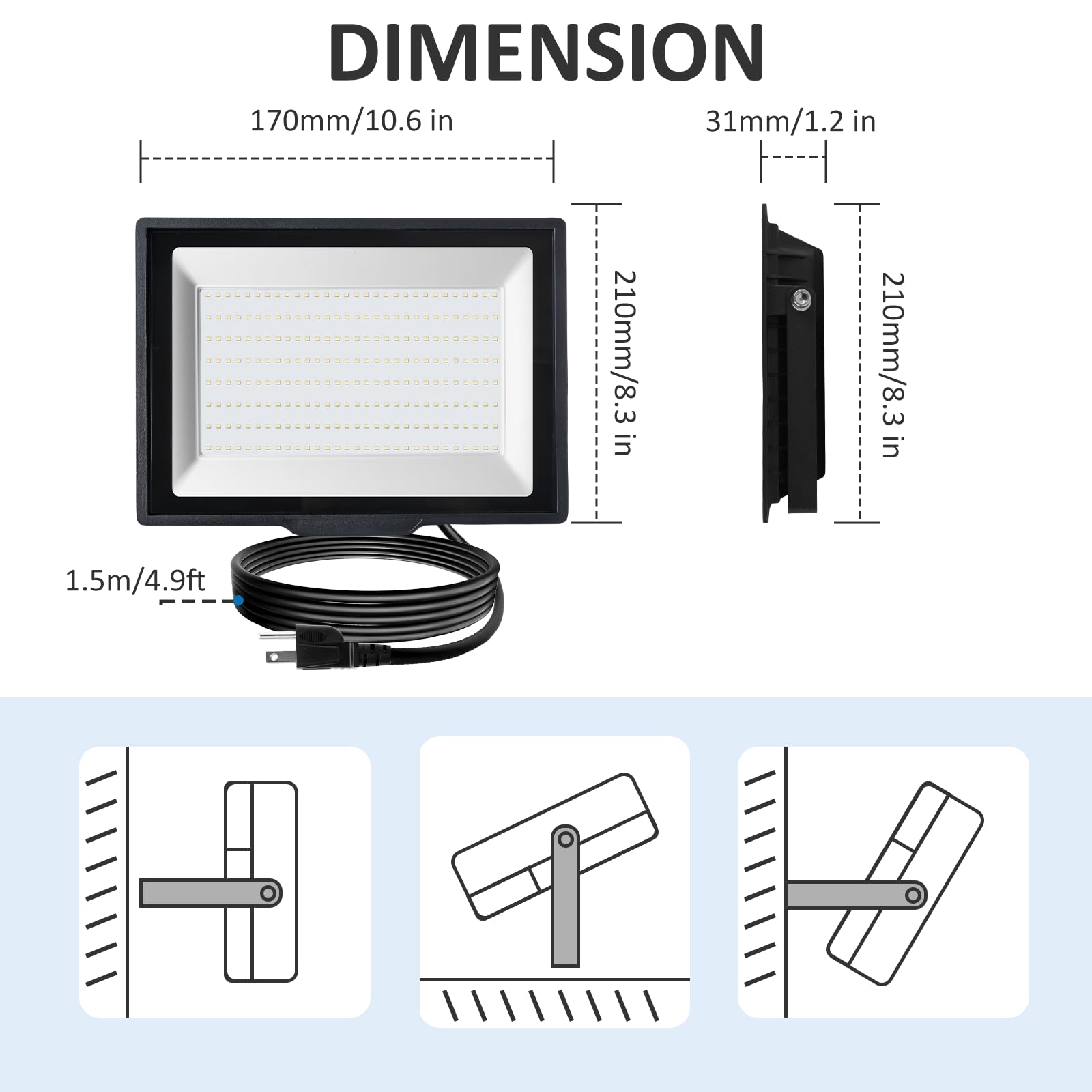 Uwiner 200W Flood Lights Outdoor,9000Lm Bright Work Light,6500K Daylight White Led Flood Light Outdoor, Ip66 Waterproof Exterior