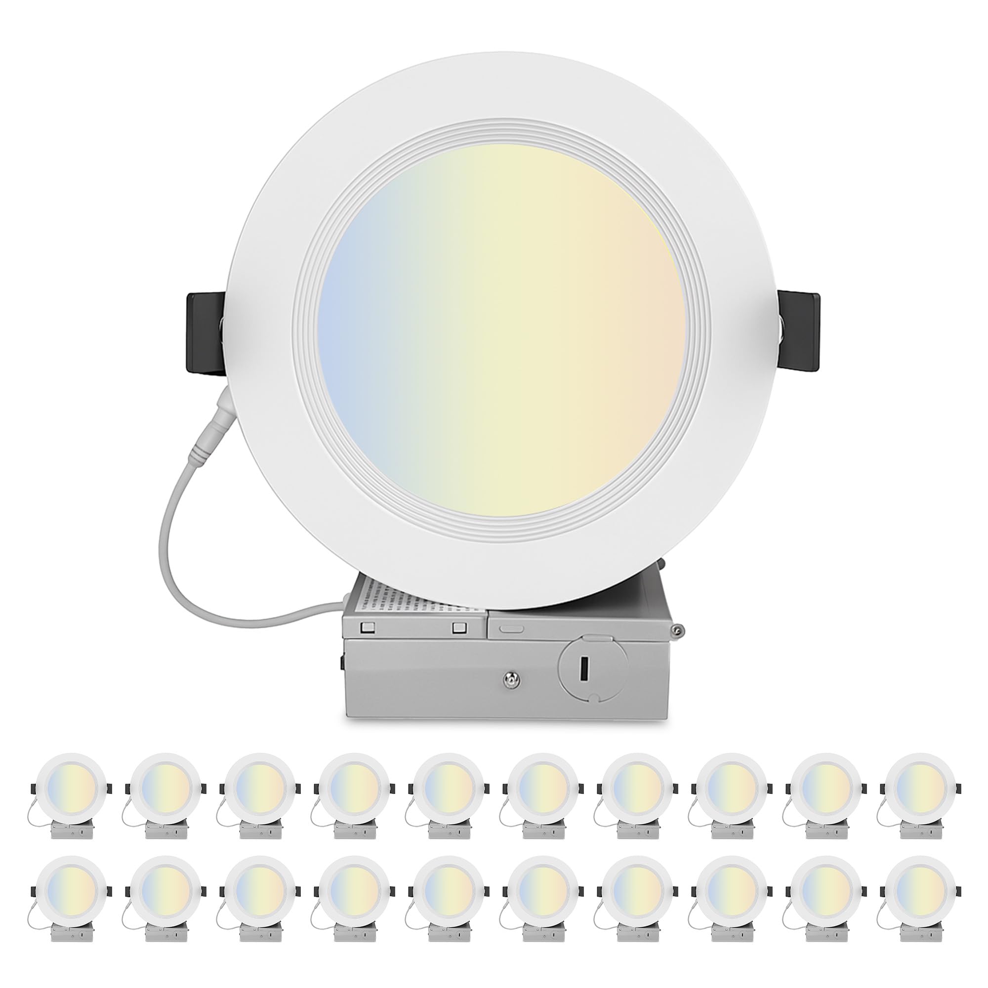 CHAMPION ELECTRONICS - 20-Pack 6 inch Baffled LED Recessed Lights - 5CCT Selectable (2700K-5000K)  Dimmable 12W 900LM Ceiling Fixtures  CRI>90  IC-Rated  ETL/FCC Certified  5-Year Warranty
