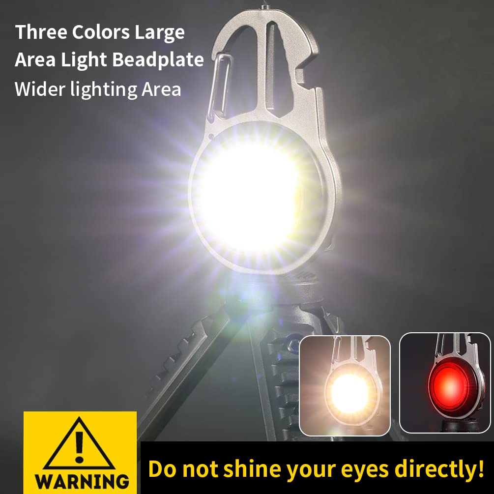 By-J Cob Mini Flashlight Keychain Light, 500 Lumens Bright Rechargeable, Small Multi-Function Work Light, 7 Modes Portable Pocke