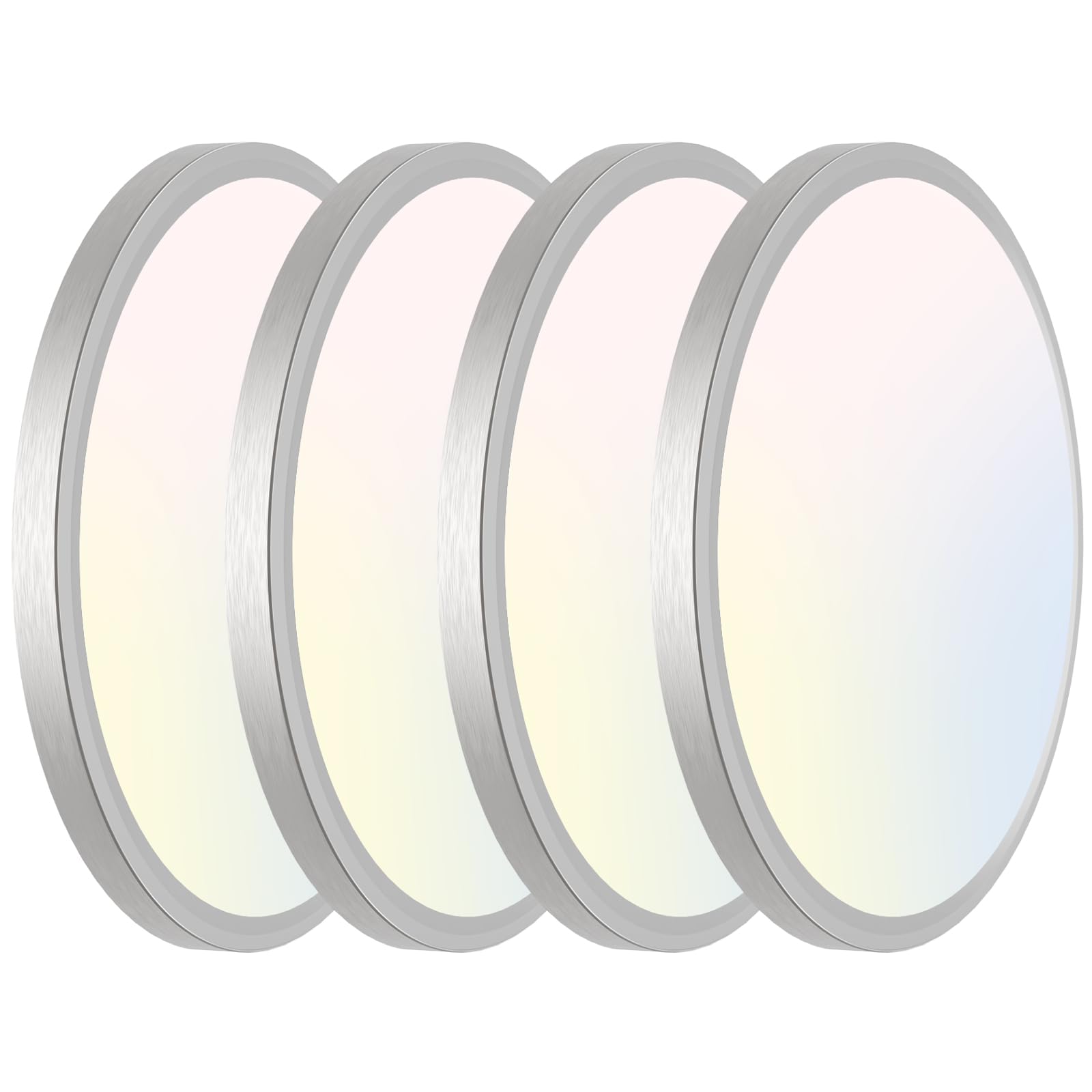 libtit 7 Inch Flush Mount Ceiling Light, 15W Color Selectable, Brushed Nickel, Ultra-Thin, 4 Pack, Model CLS15A-4-NK