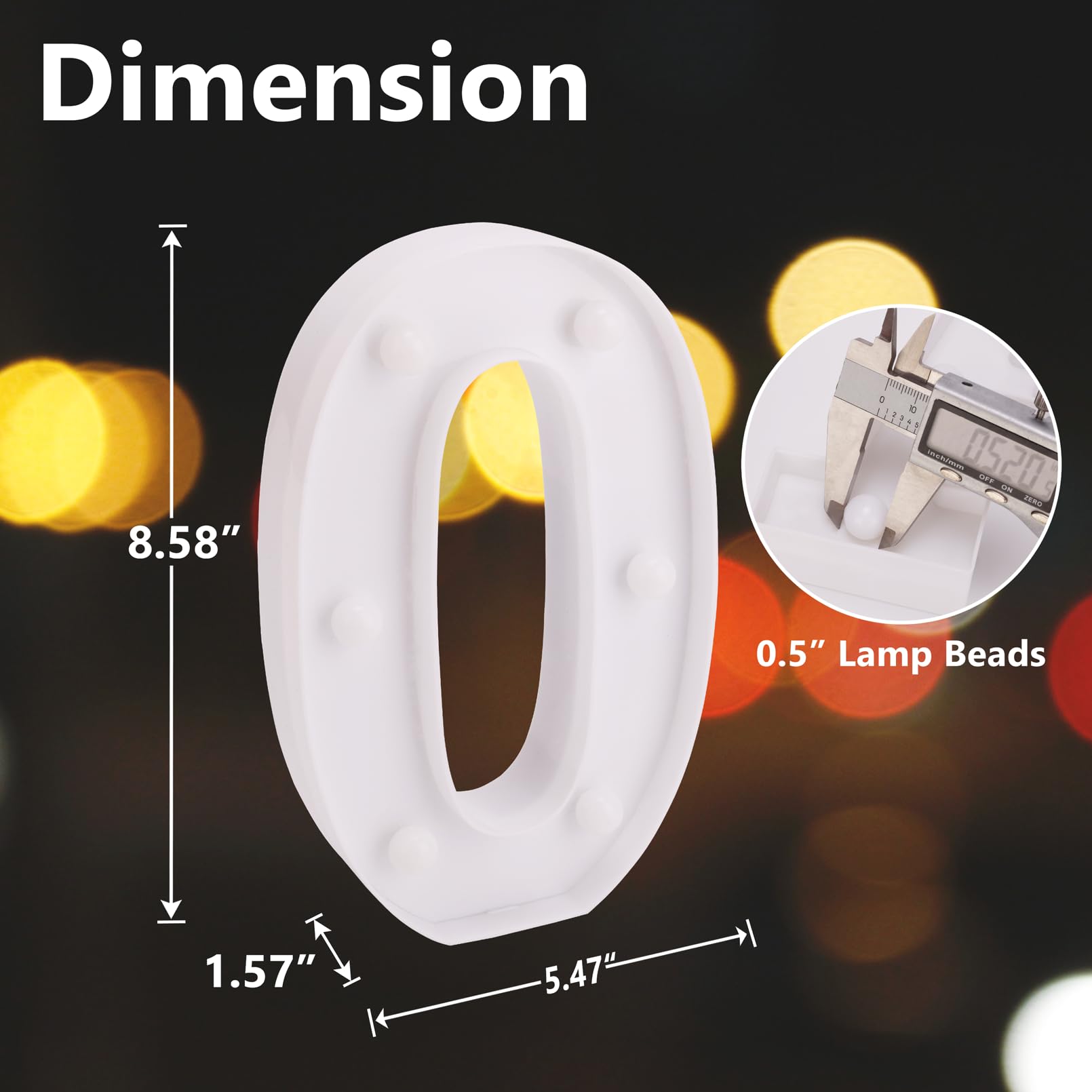 Led Marquee Sign Light Up Letters, Alphabet Light Up Letters Sign, Battery Powered Led Letter Lights For Night Light, Wedding, Birthday, Party, Christmas Or Home Decor (Number 0)