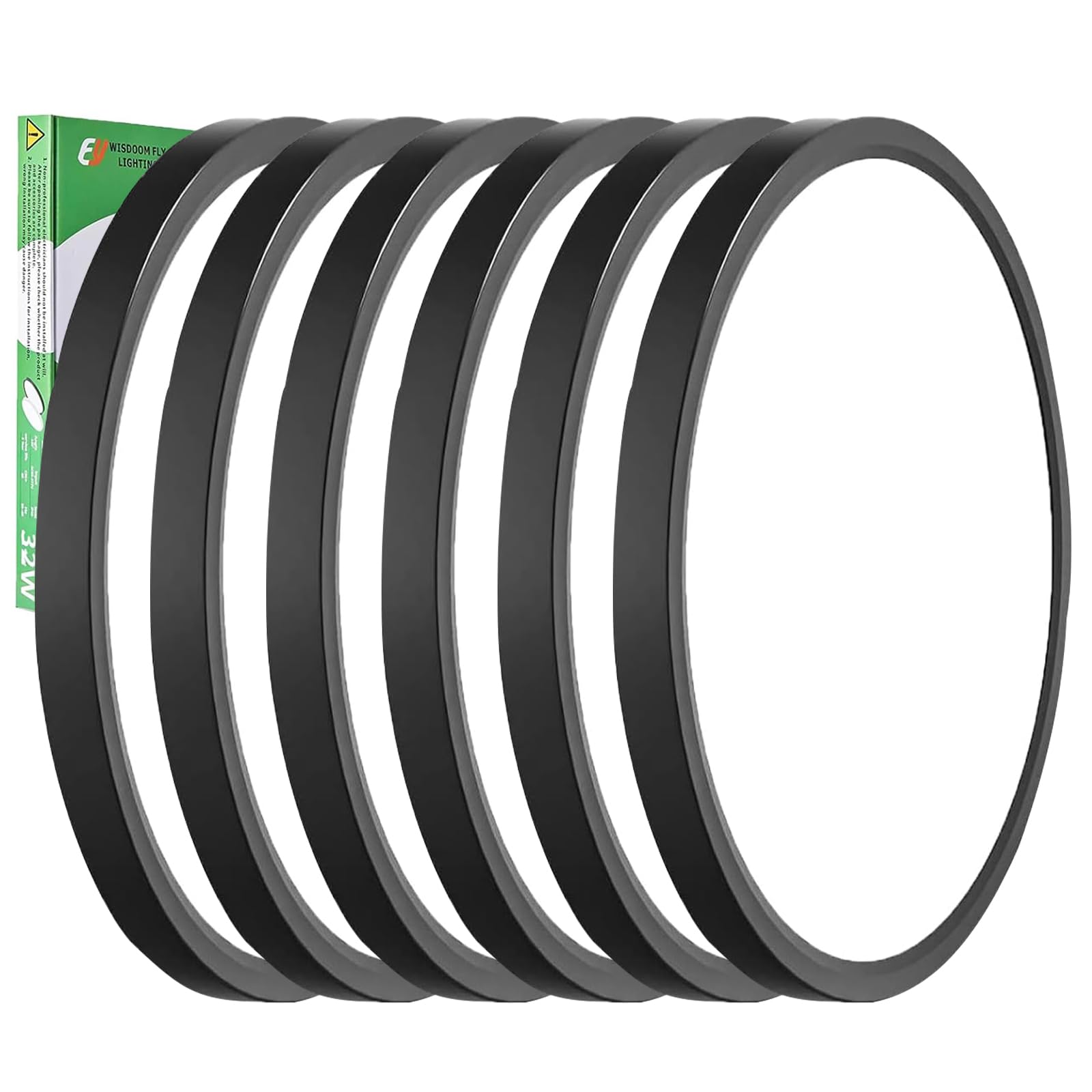 FY WISDOM FLY LIGHTING 6PK LED Flush Mount Ceiling Light 15.8in Black 32W 3480LM CCT Selectable Round Low Profile