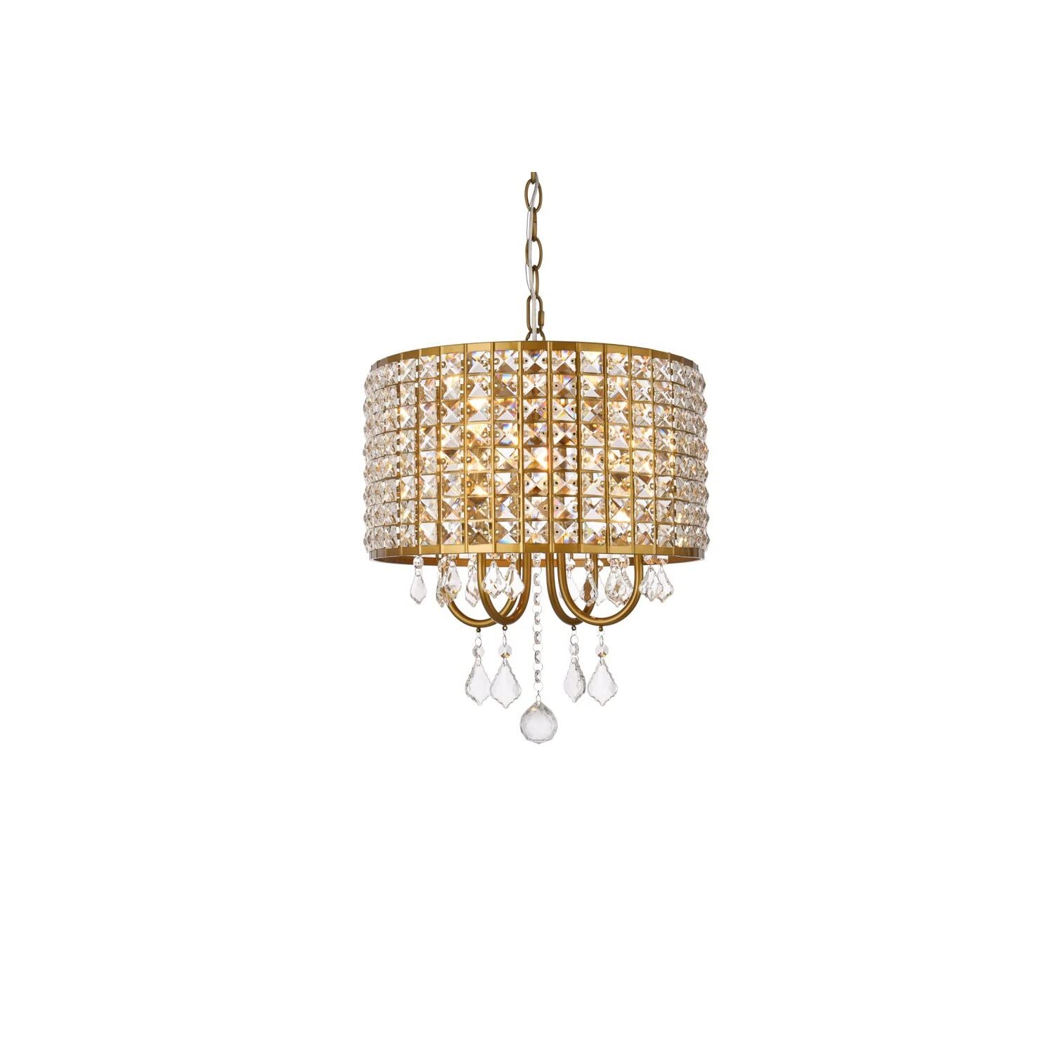 Living District Elise 4-Light Transitional Style Metal Pendant in Brass