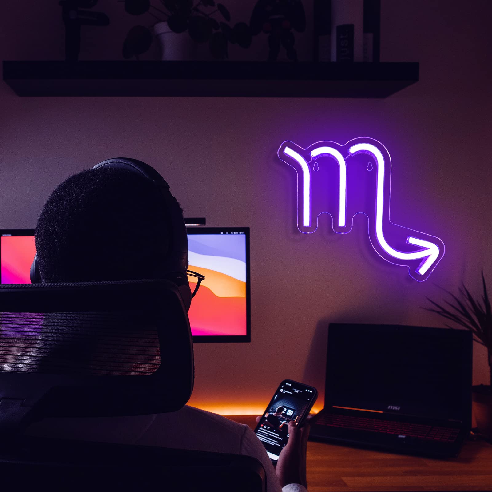BerniceKelly Scorpio LED Neon Sign, 7.8inL x 11inW, Wall Decor for Kids Room and Birthday Parties